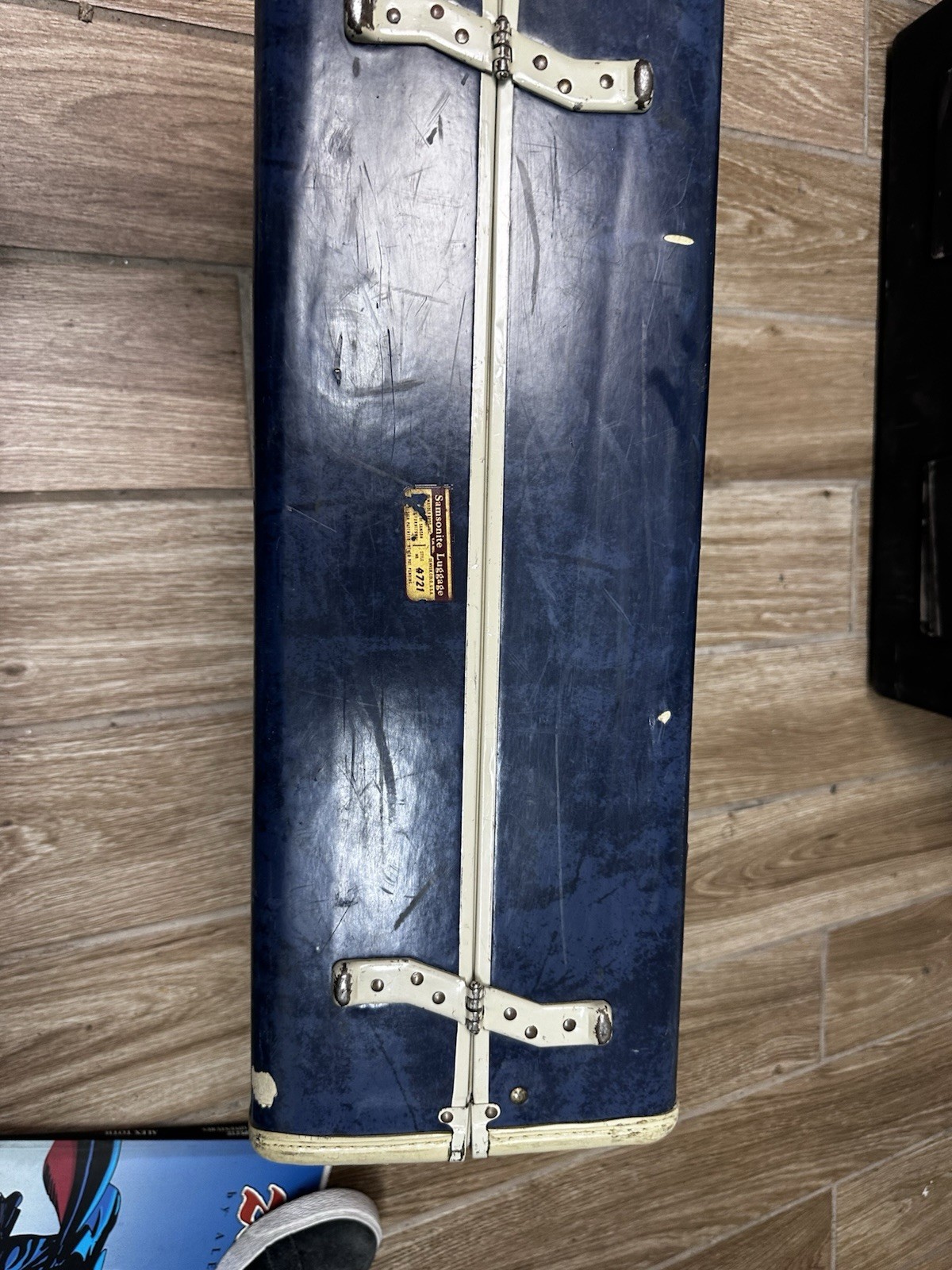 Vintage Samsonite Shwayder Bros Inc Blue Marble Luggage Suitcase Hard Shell