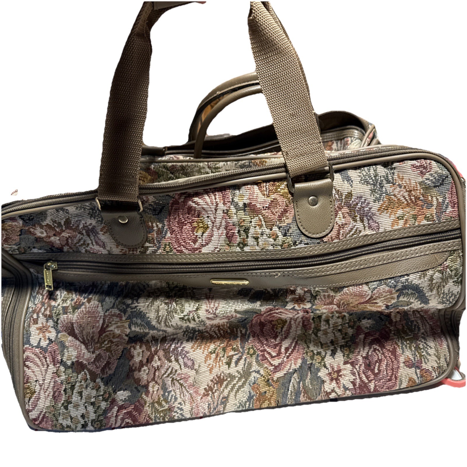 Vtg Jaguar Luggage Floral Tapestry 2 Piece Luggage Set Weekender Carry On/71