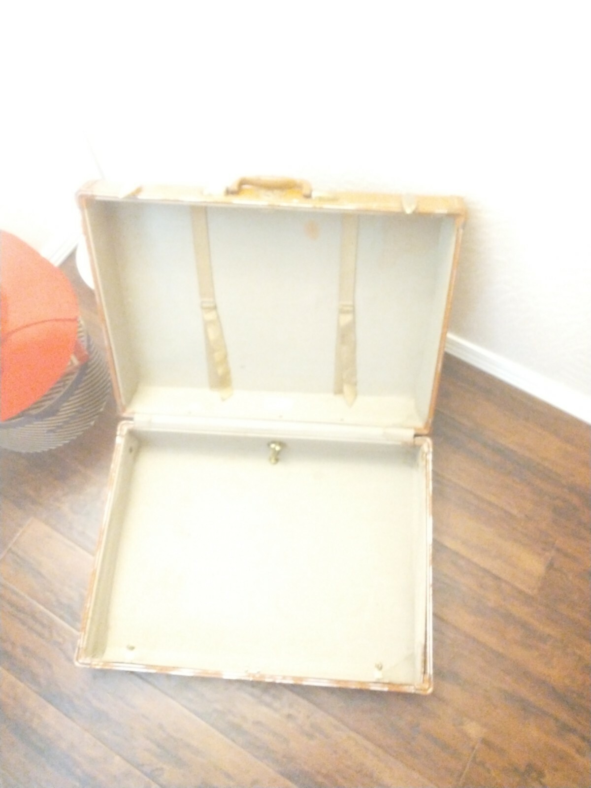 Vtg Large Samsonite 24″ Shwayder Bros. Leather Hard Shell Luggage Suitcase Brown