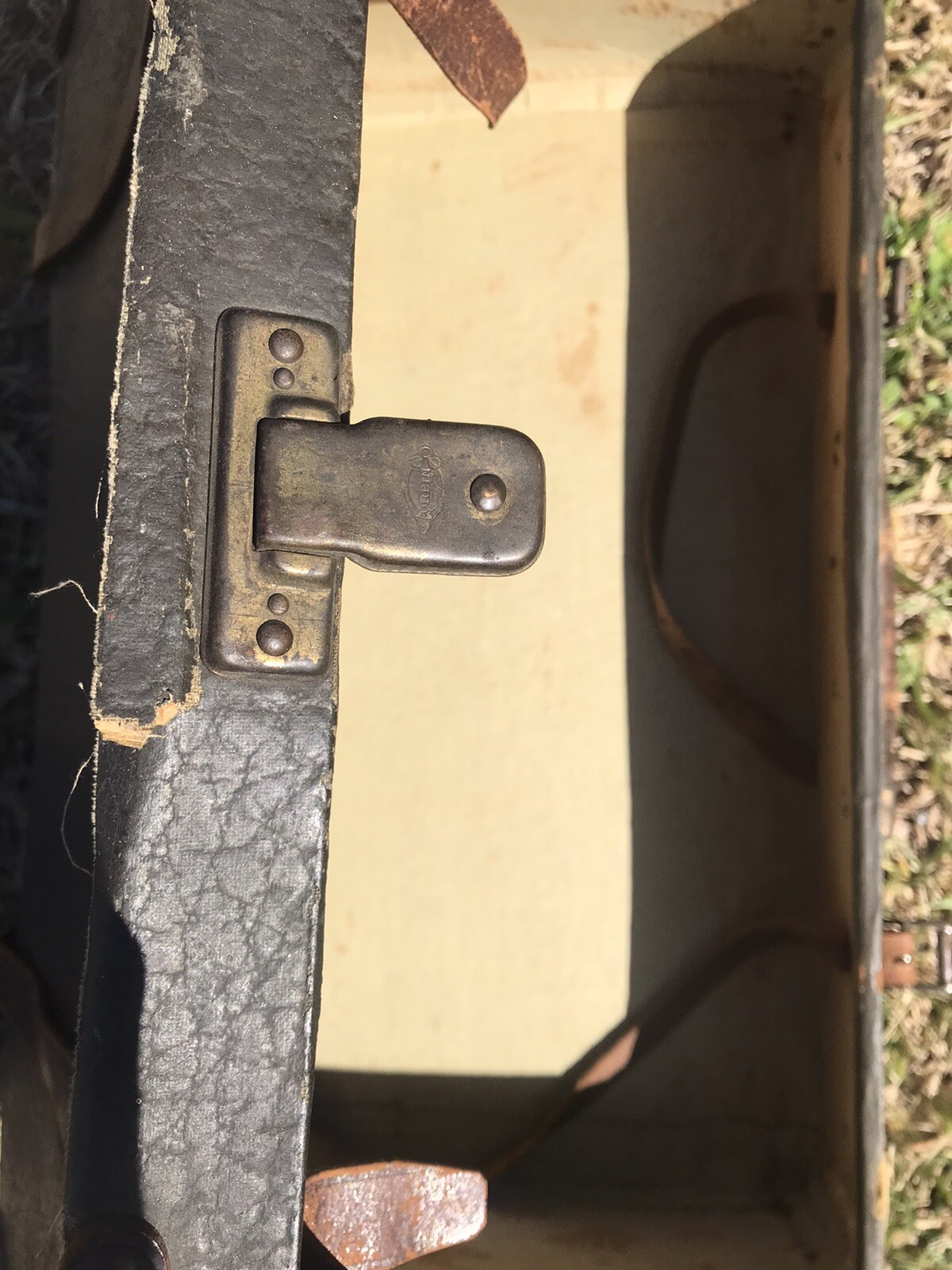 Antique 1800’s Corbin Leather Suitcase With Straps