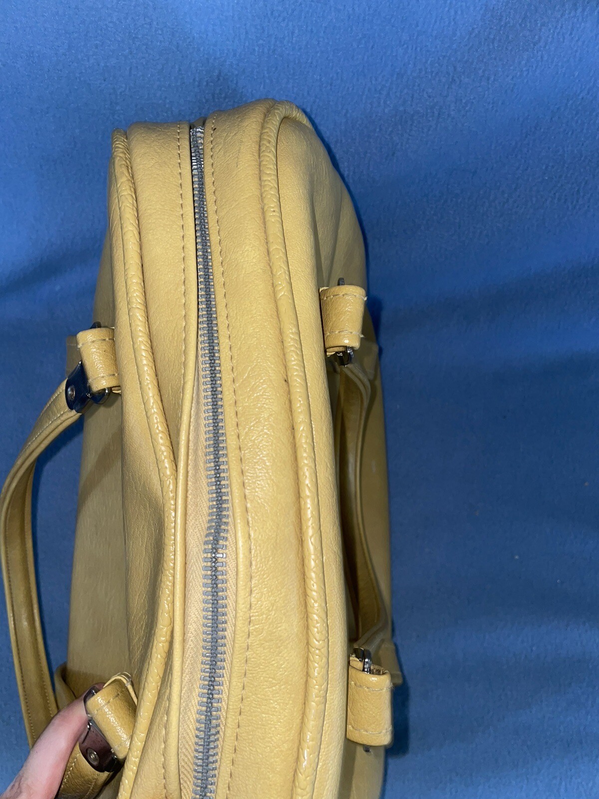 Vintage 70s American Tourister Carry On Tote Luggage Gold Yellow Travel Bag 15”