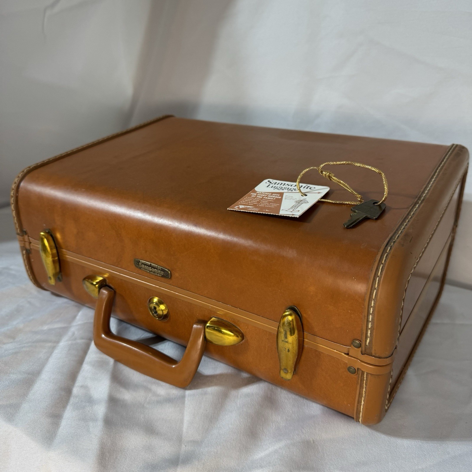VTG 50’s SAMSONITE Suitcase Shwayder Bros Brown Small Hardshell #4615 w/ Key VG+