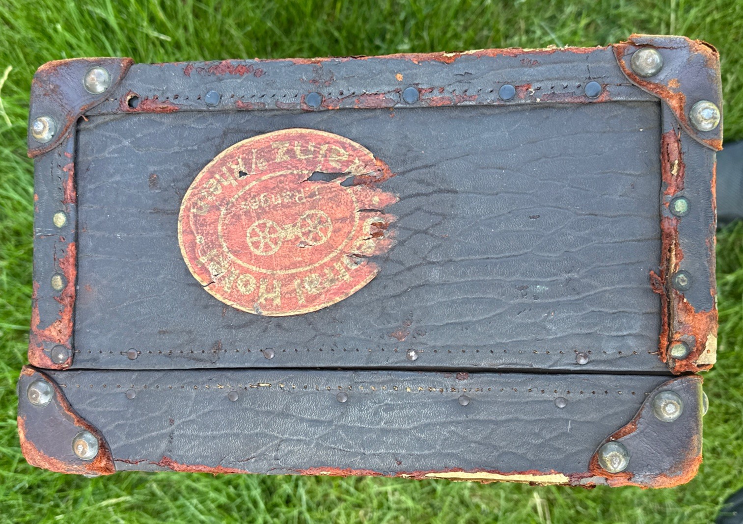 Antique Suitcase Circa 1900-1920 With Original Keys Leather Straps Stickers