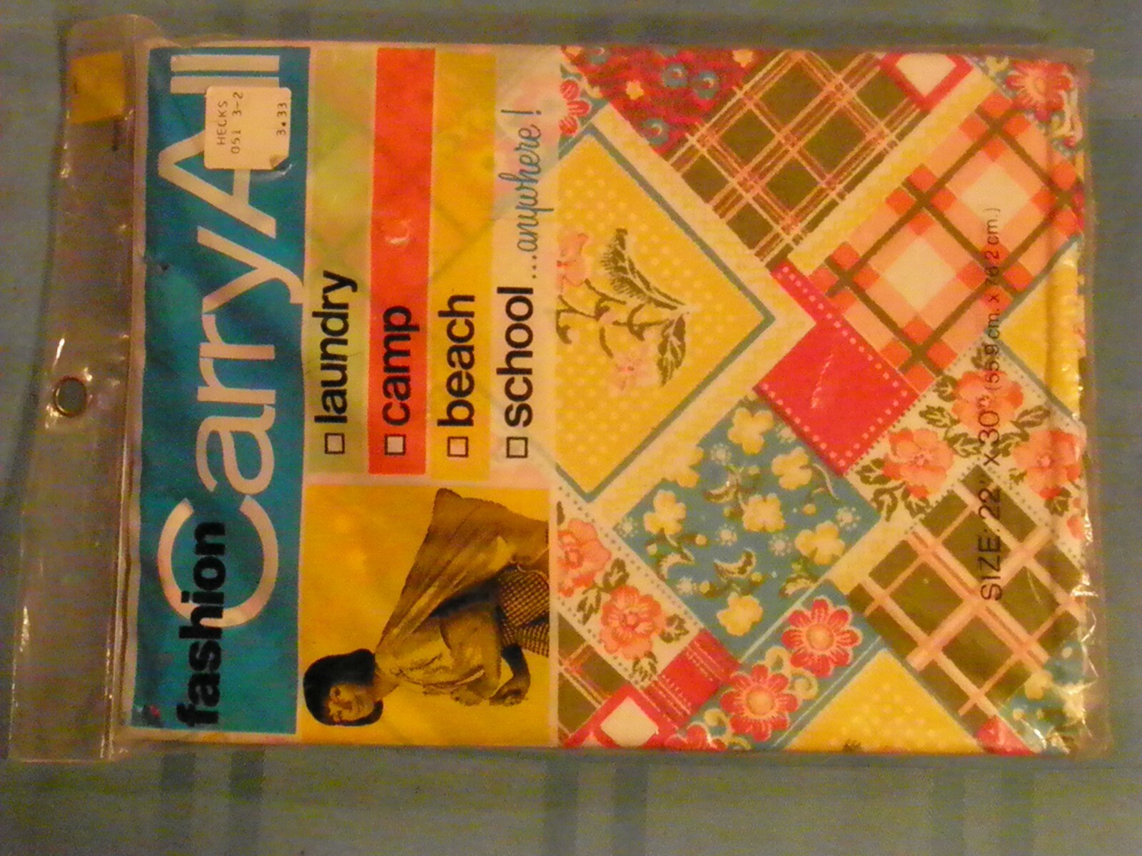 Vintage Fashion carry all bag NOS 1970s 22 inch by 30 inch Made in USA