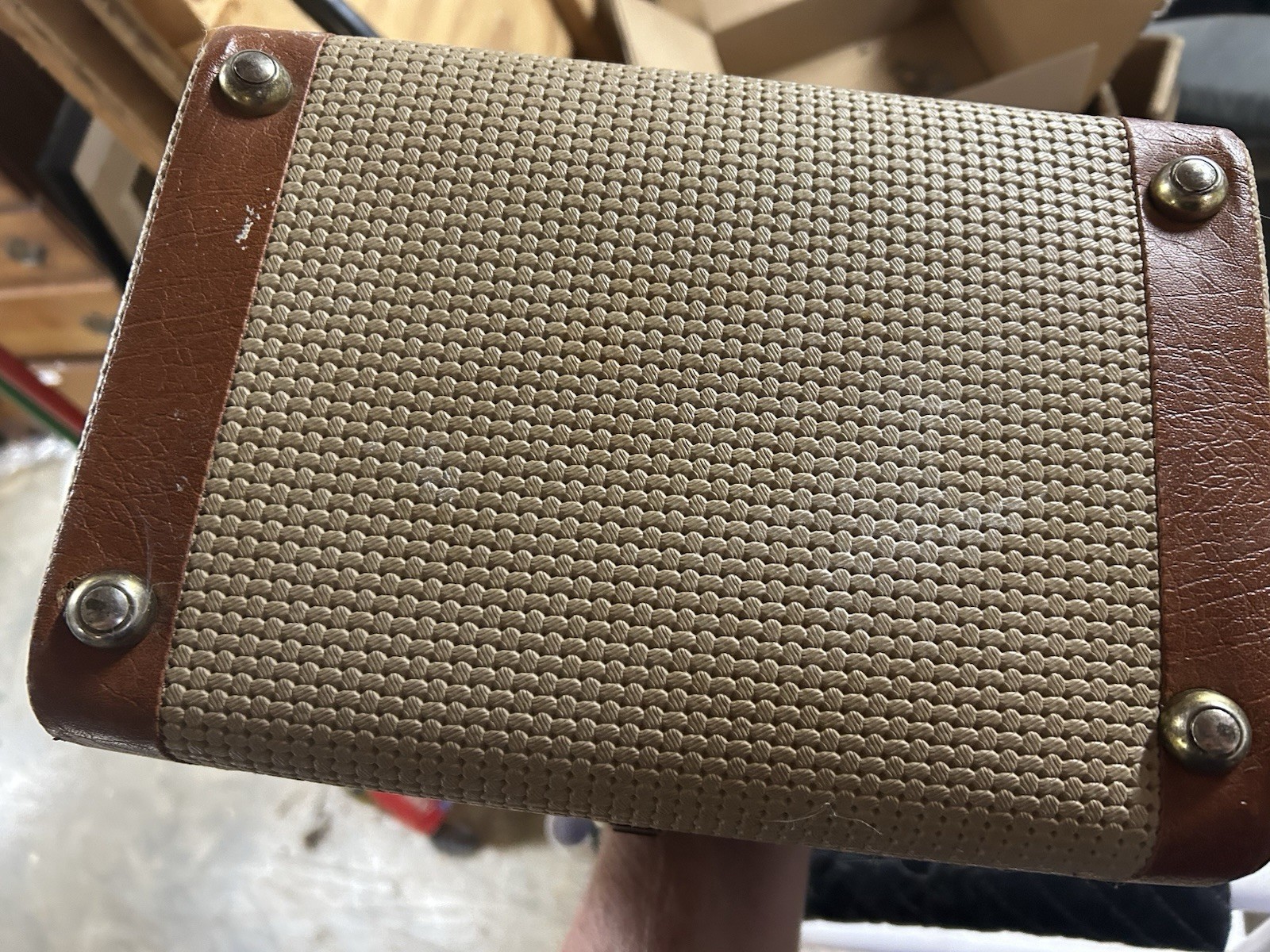1940-50s Vintage Train Tweed / Leather Vanity Case baby boomer classicore