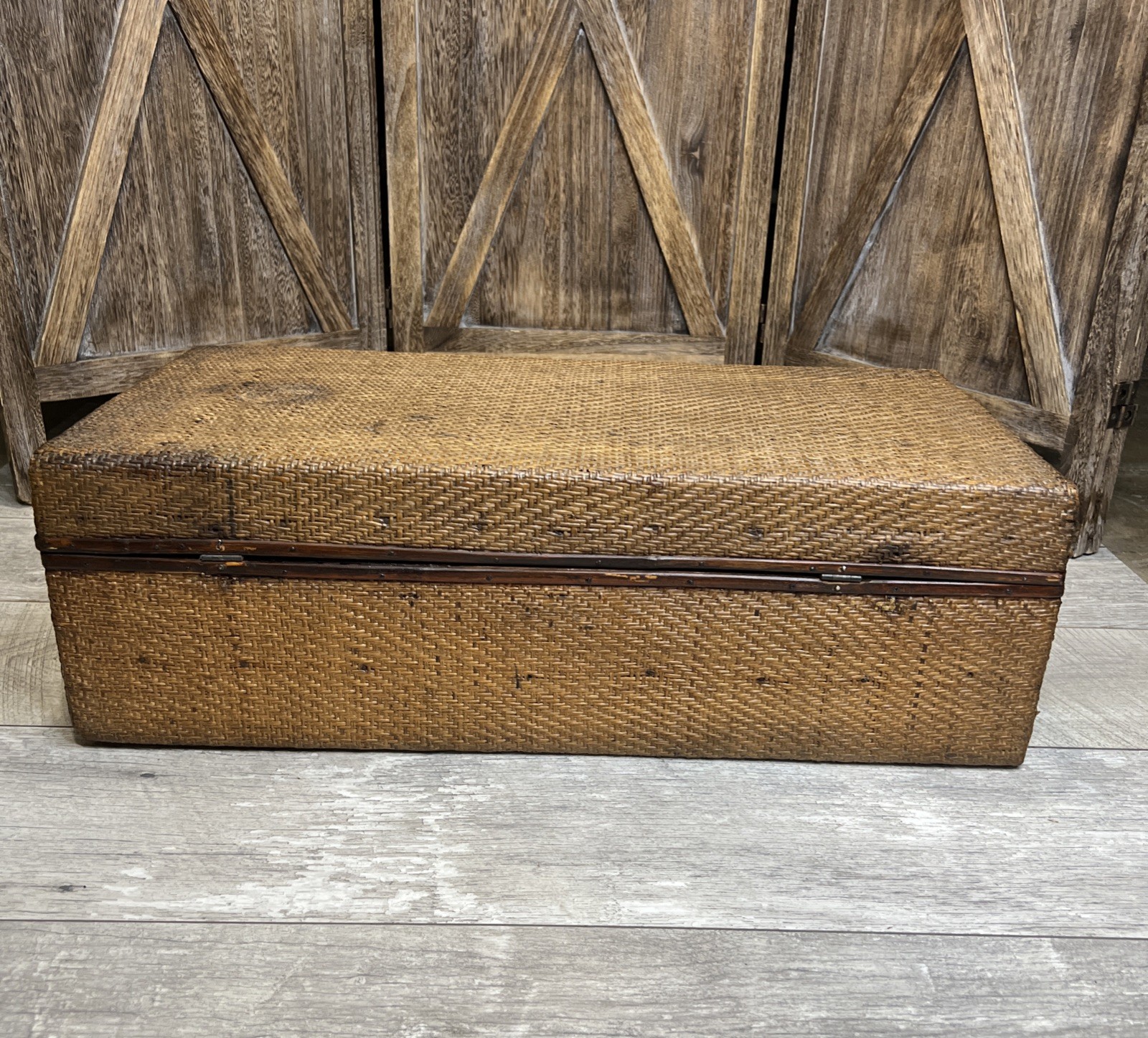 Antique Indian Suitcase Handmade Rattan Basket Luggage Trunk Train Case – RARE