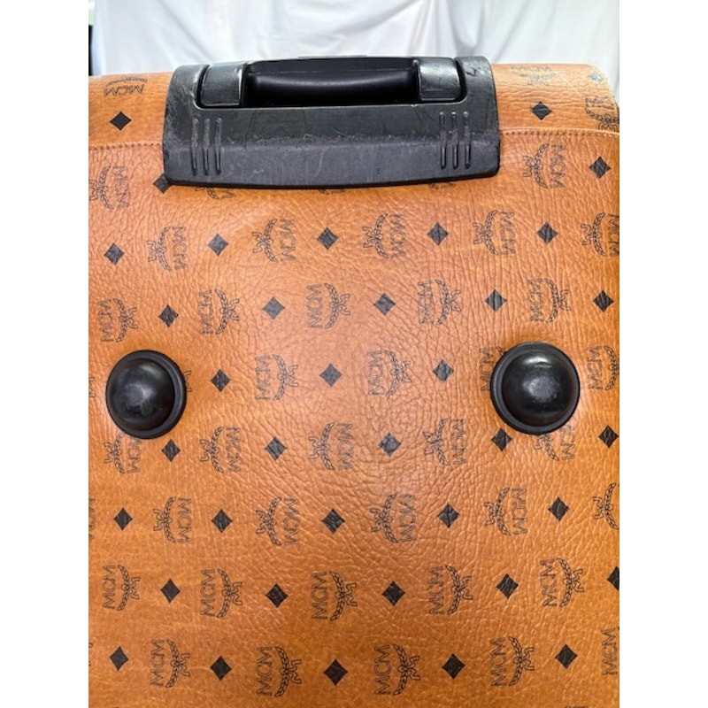 Vintage MCM Monogram Visetos Duffle Trolley Travel Bag Leather Cognac Orange