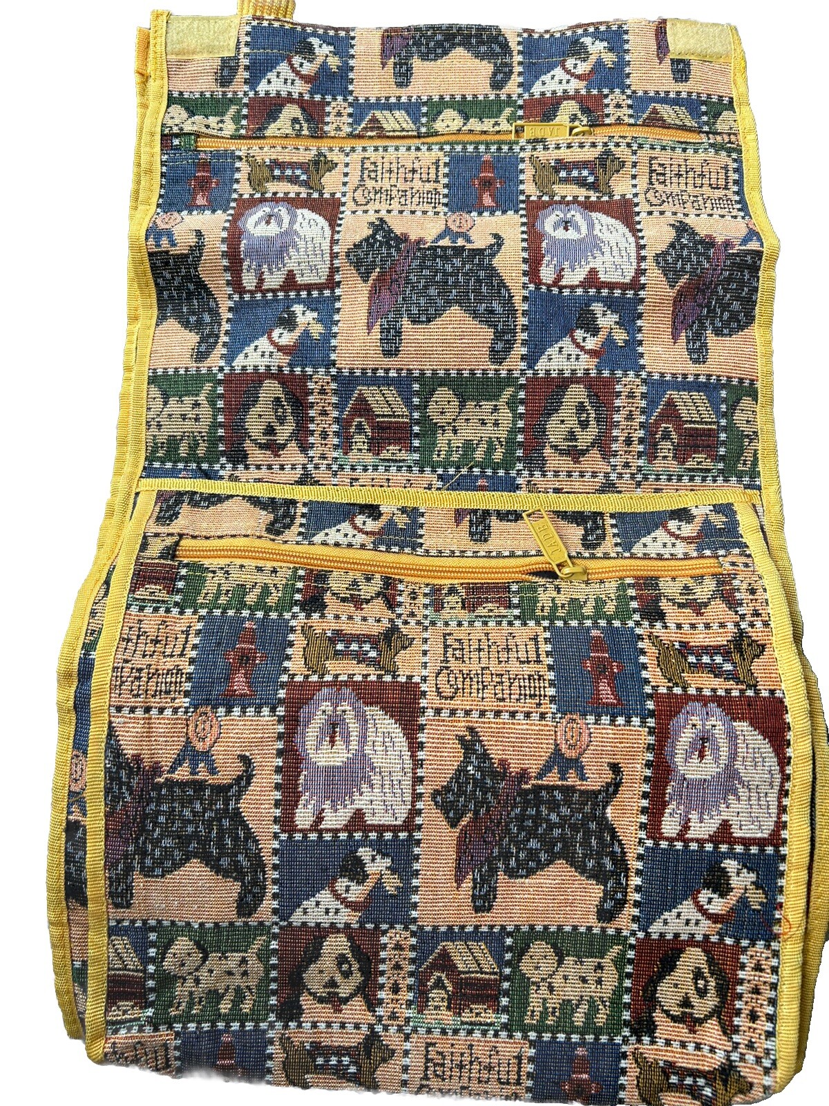 Jade Tapestry Rolling Tote Bag Travel Luggage Dogs Faithful Companion Shopping