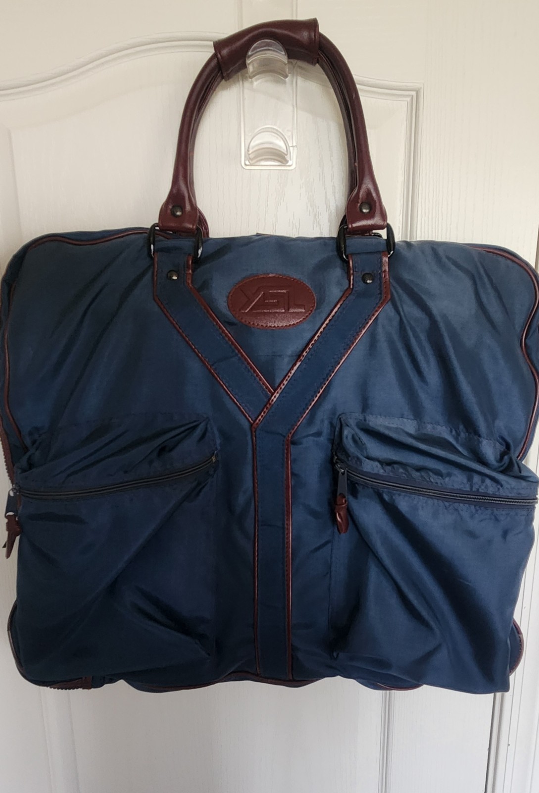 Yves Saint Laurent Vintage Garment Travel Bag Blue Nylon