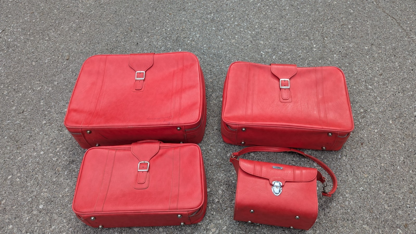 Vintage Hot Pink Salmon Samsonite Royal Traveler Traveller 4 Piece Case Luggage