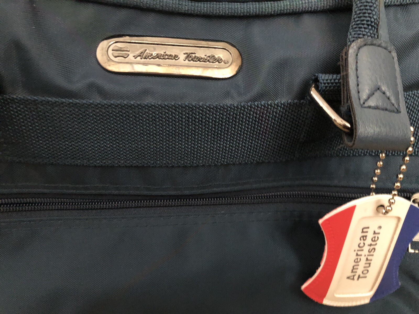 Vintage AMERICAN TOURISTER Blue Duffle Soft Canvas Carry On Suitcase Bag RARE