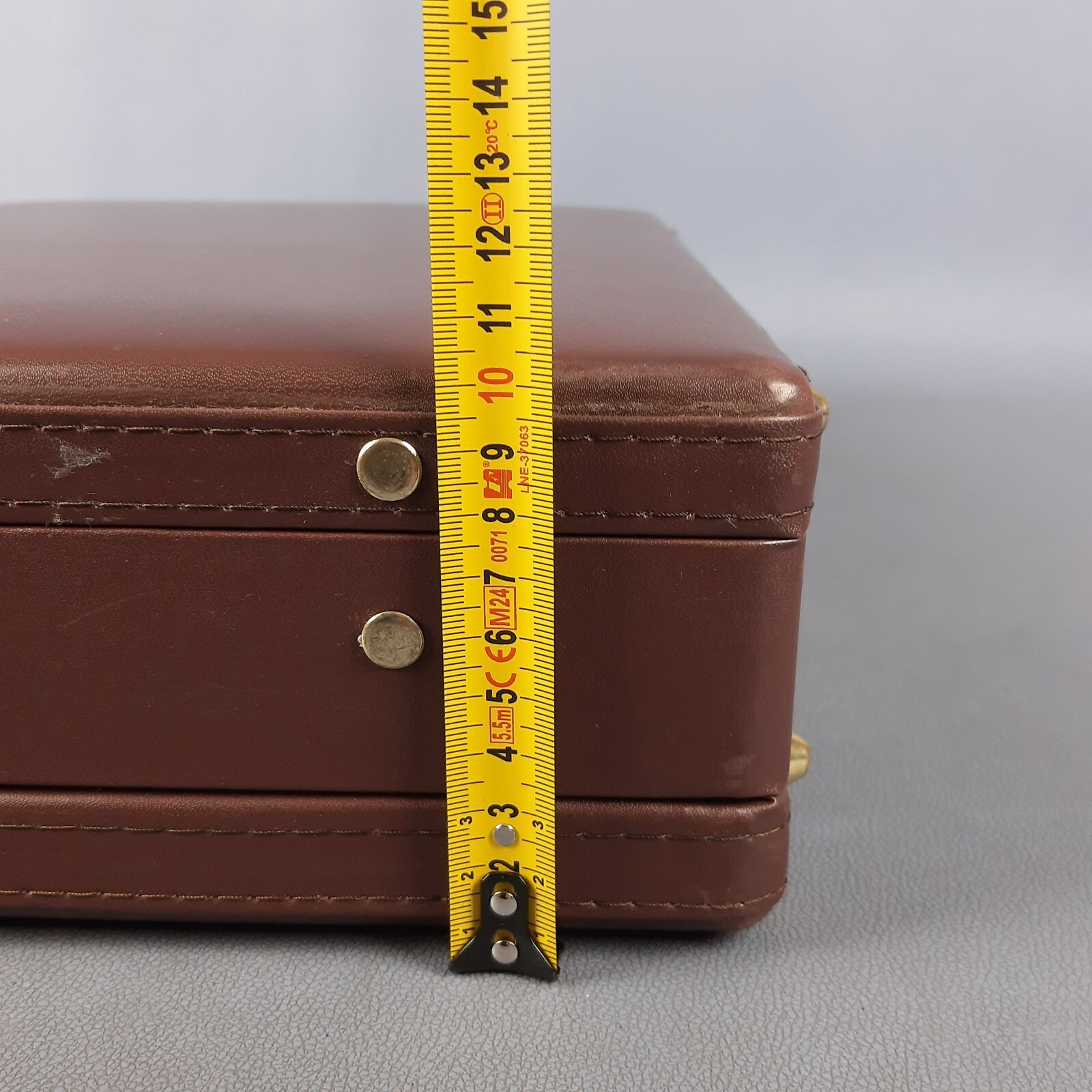 Brown Brass Leather Suitcase Double Closure Work Code 24 Hour Vintage
