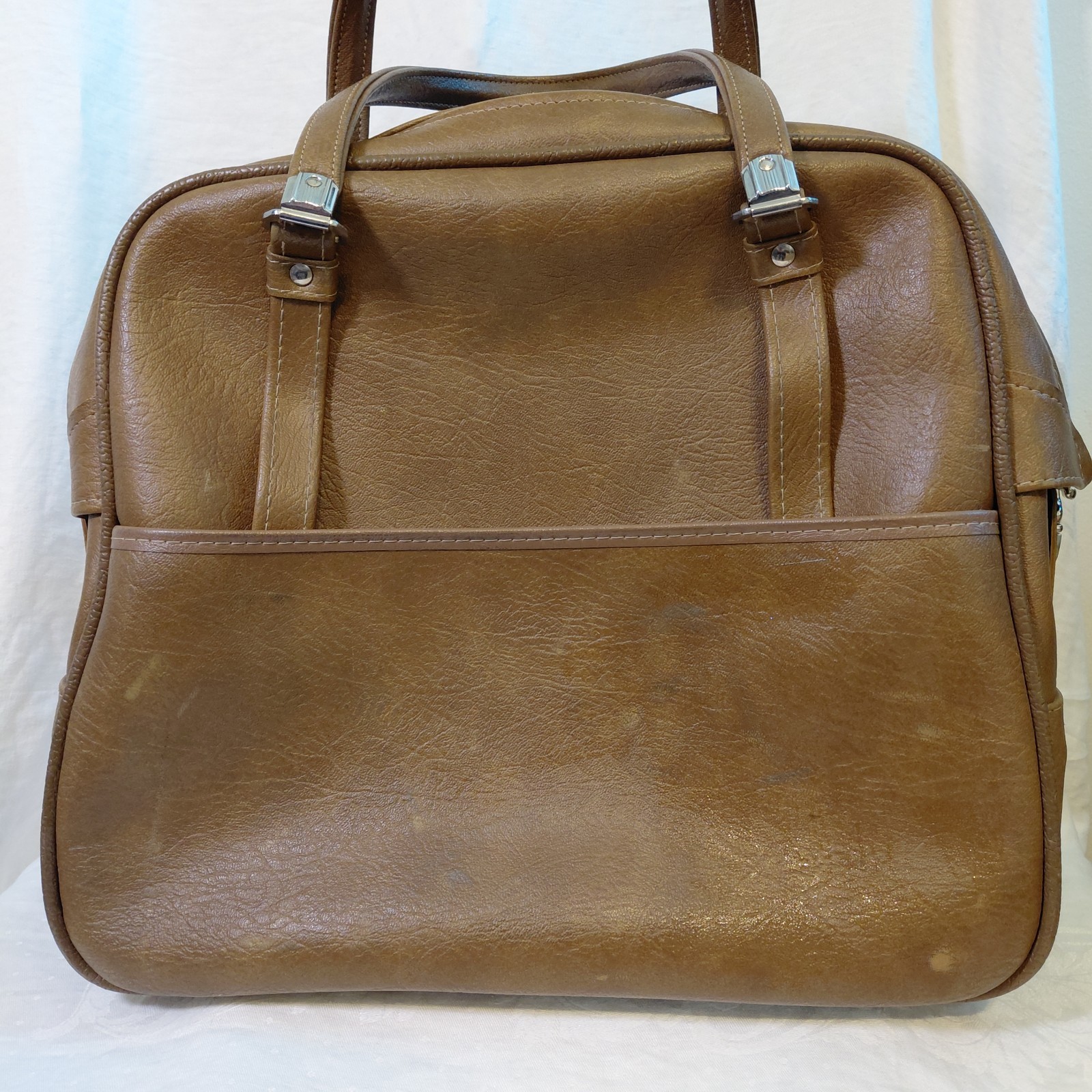 Vintage Retro American Tourister Travel Bag Carry On Tote Brown w/scarf