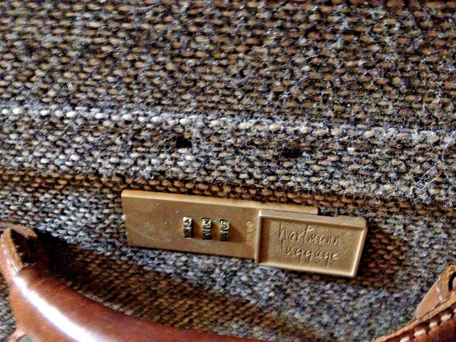 Vintage HARTMANN Luggage Brown Tweed & Tan Leather Suitcases; Very Good; Set/2