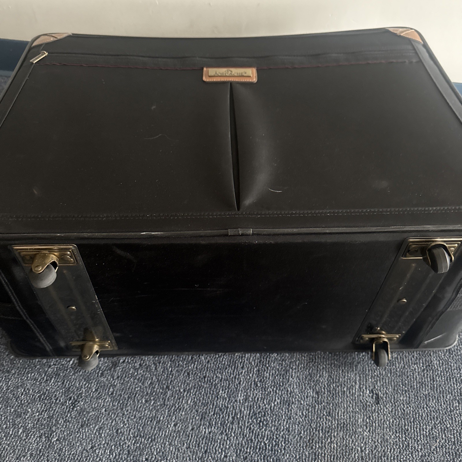 Vintage Black canvas and leather Jordache Suitcase 4 Piece Set. Looks New