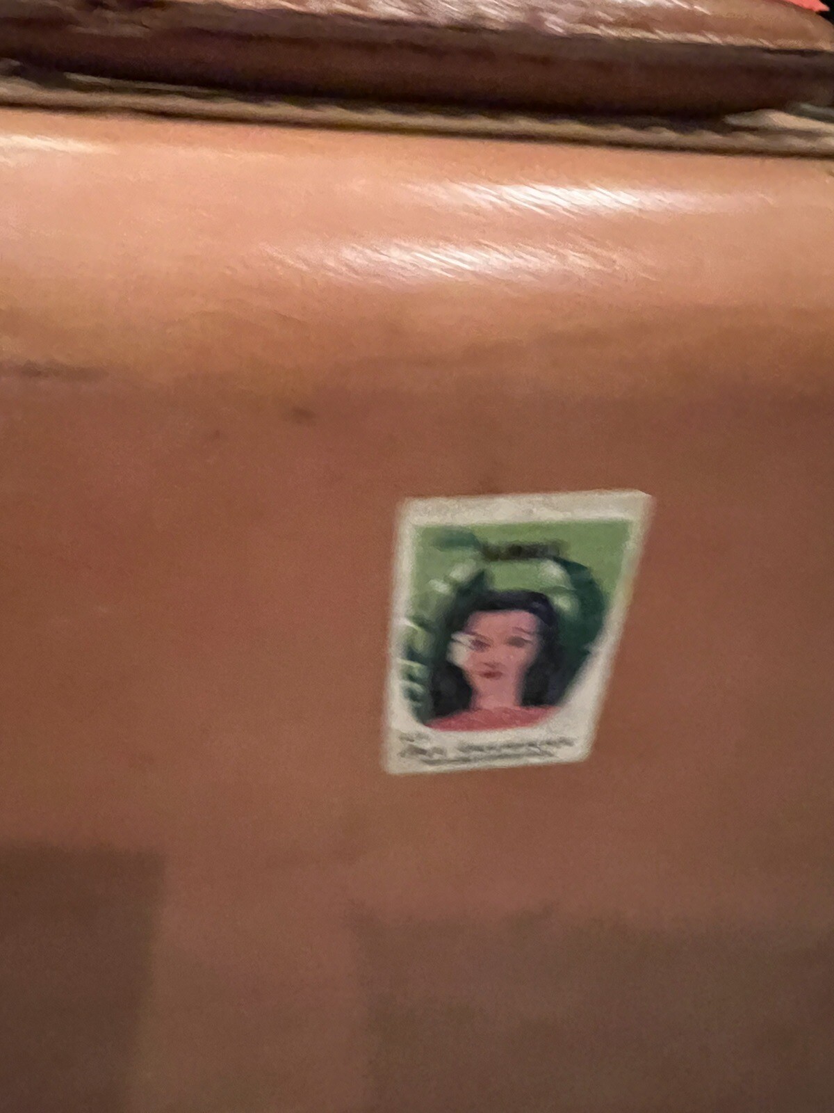 Vintage Butterscotch Leather Suitcase w Belgian Linen Lining Towne
