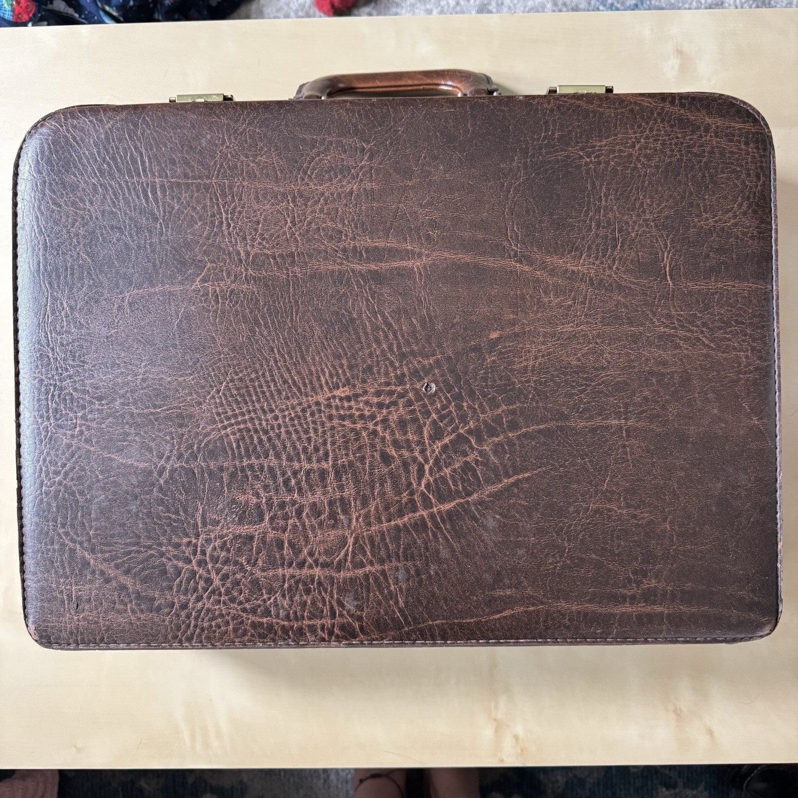 Vintage Stradellina Brown Faux Leather Attache Briefcase Organizer Hard Case
