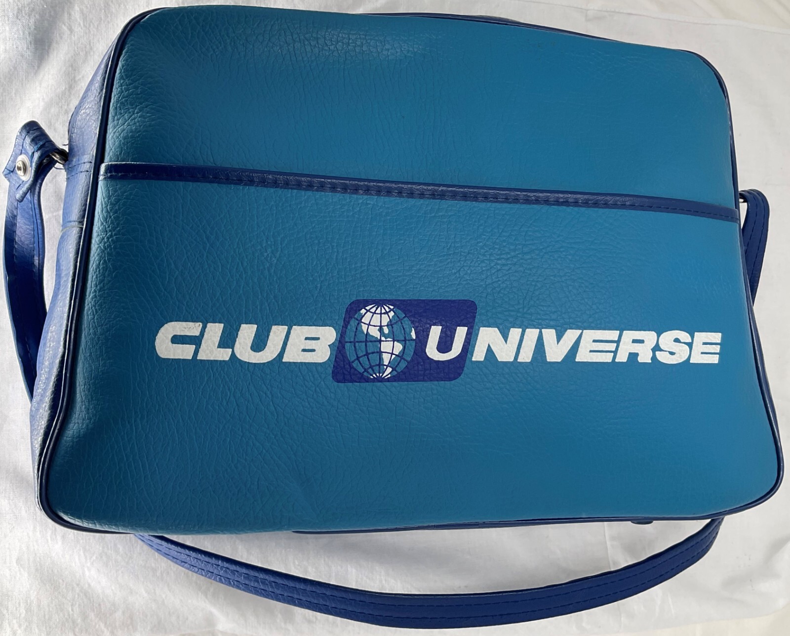 Vintage 1970’s Panam Style Naugahyde Explorer Blue Travel Bag for Club Universe