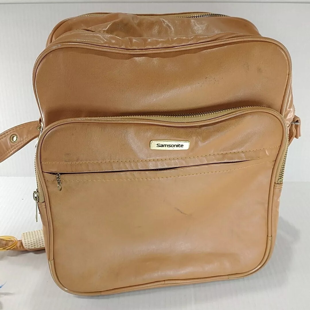 Vintage Samsonite Luggage Overnight Shoulder Bag Carry On Tan Leather