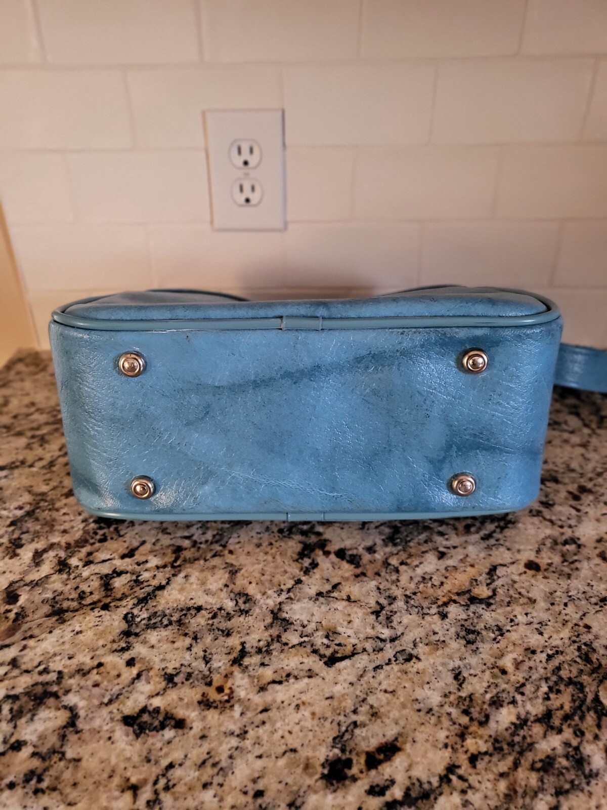 Vintage 1975 American Tourister Aqua Travel Bag Carry On Luggage Shoulder Strap