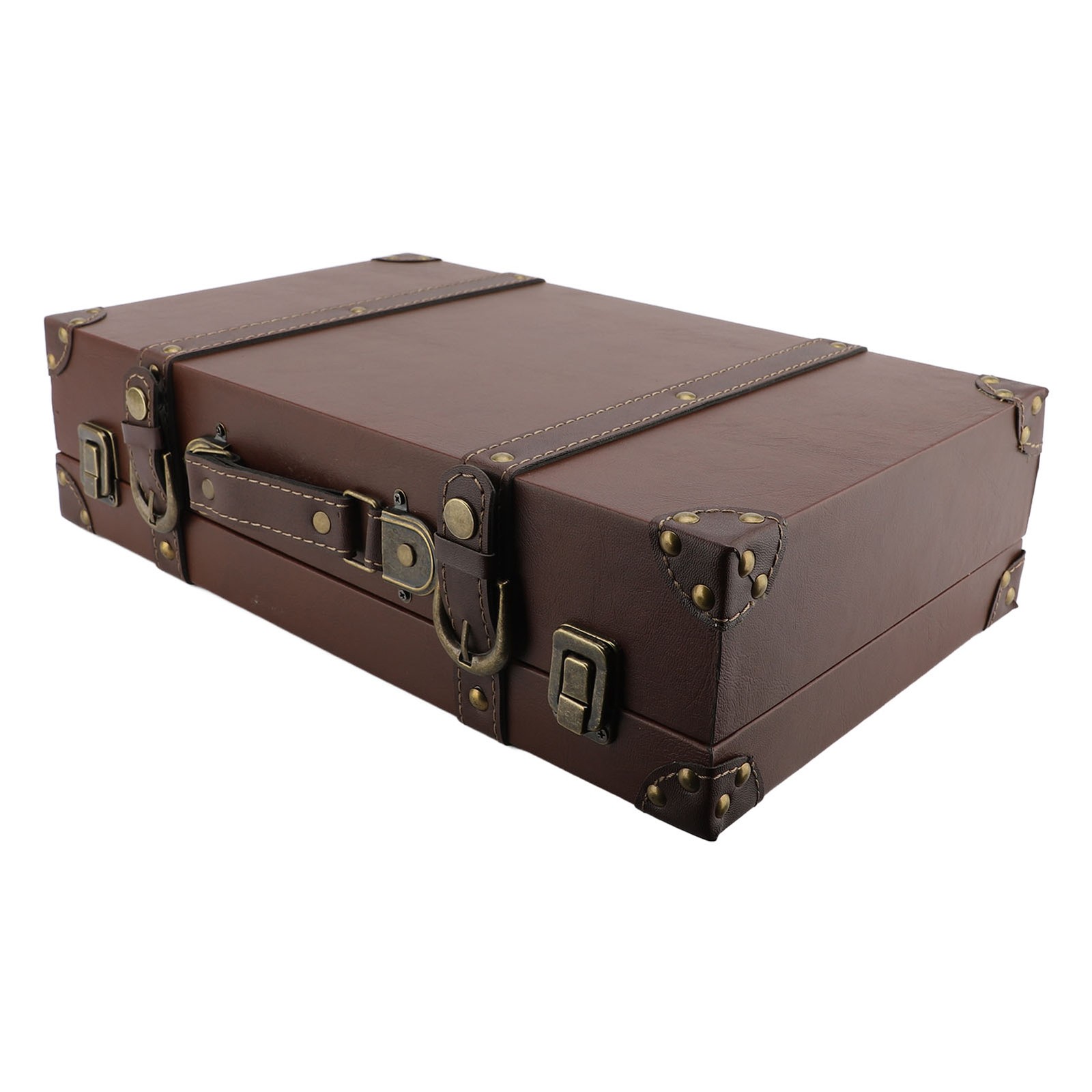 1 Vintage Leather Suitcase Elegant Retro Design For Home Decor NEW