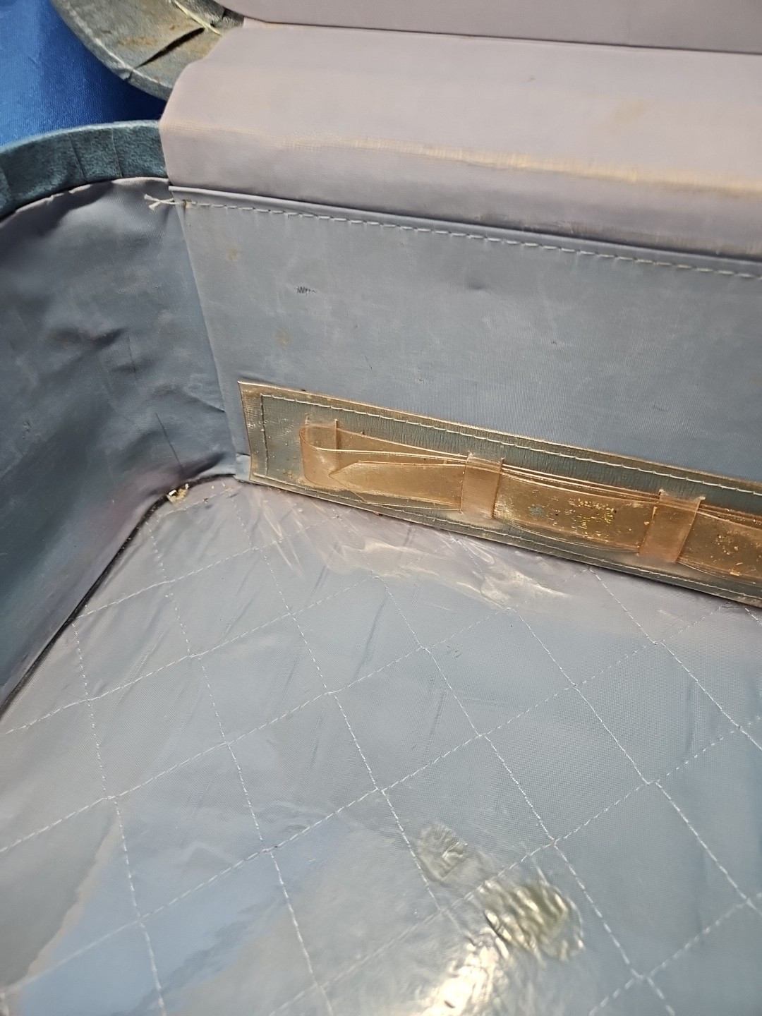 Vintage Monarch Luggage Blue Train Case Cosmetic Travel Bag Mid-Century MCM