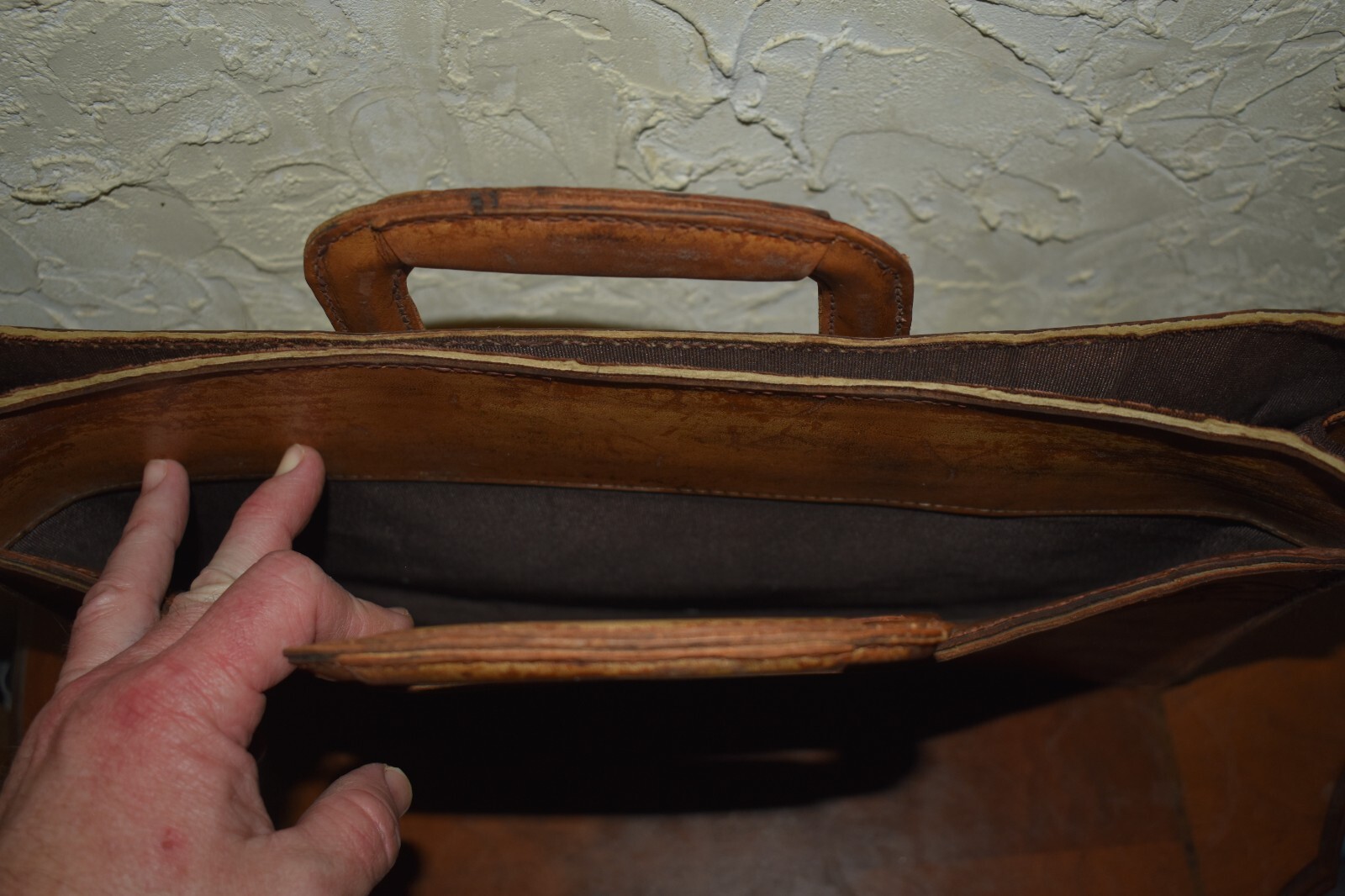 Authentic Original Hand Tooled Briefcase Brookline Farm Scene And Wildlife Scene