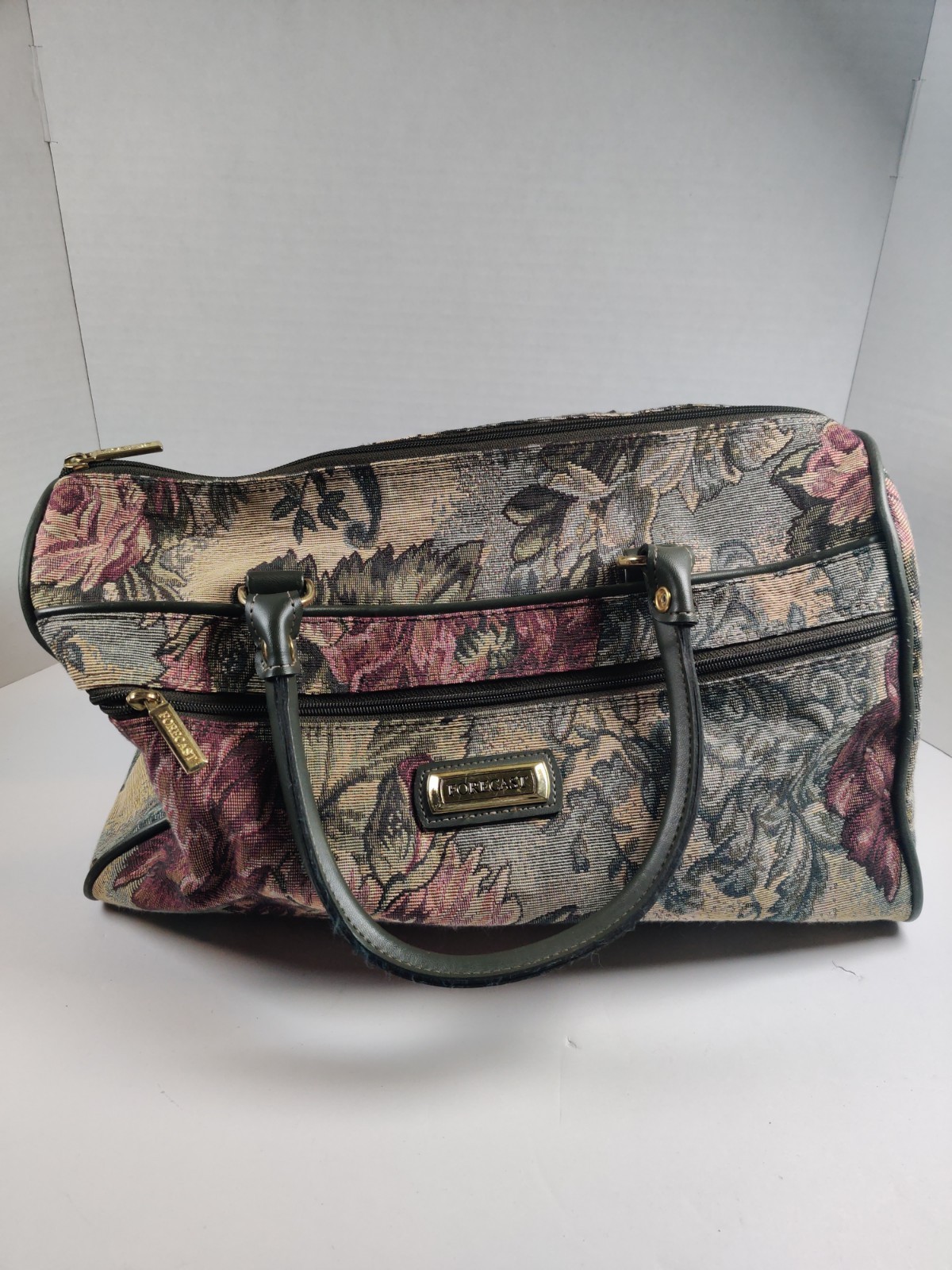 Vintage Forecast Luggage Carry Bag Floral Multicolored No Shoulder Strap