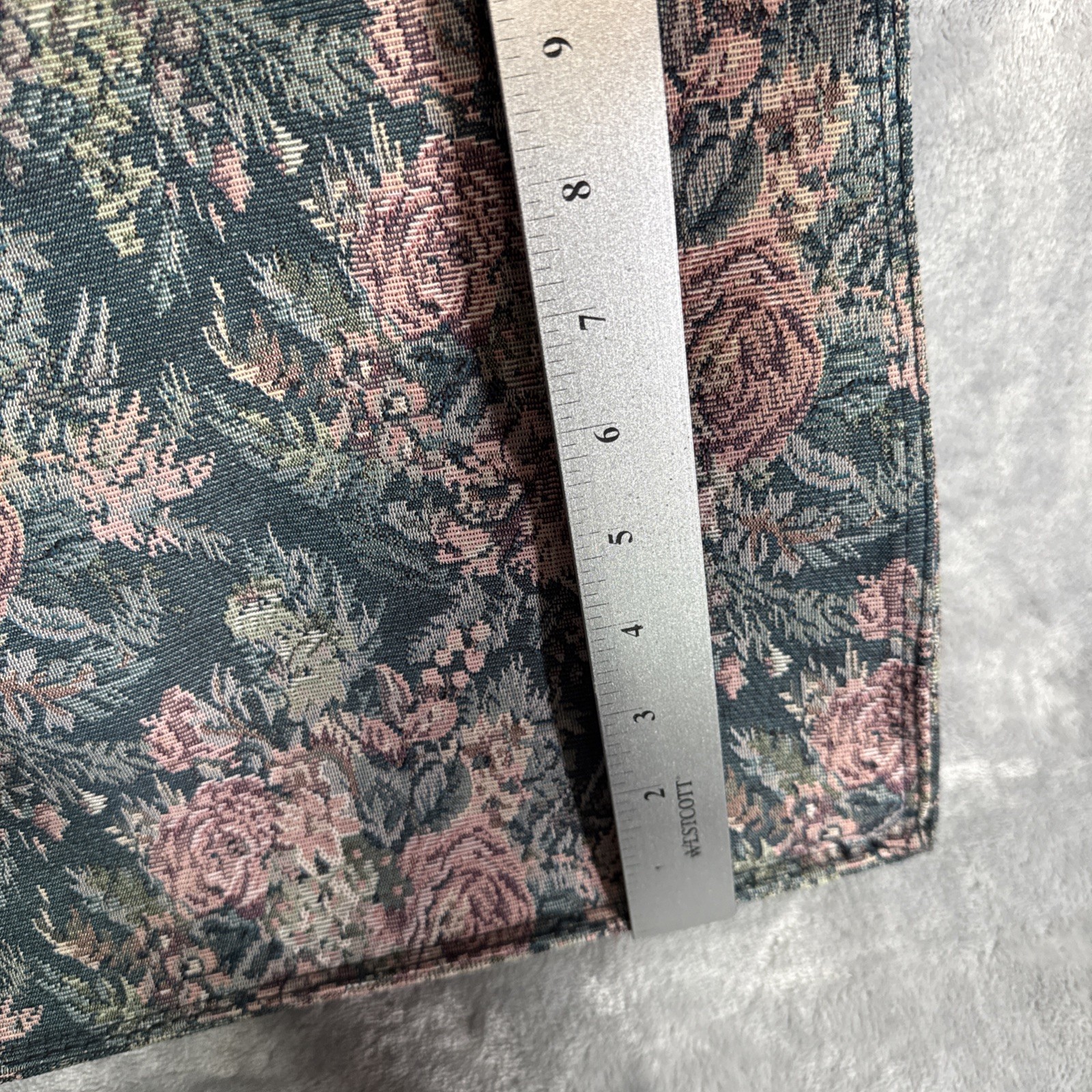 Vintage Tapestry Floral Bag English Pink Rose Blue Tote Shopper Travel Purse
