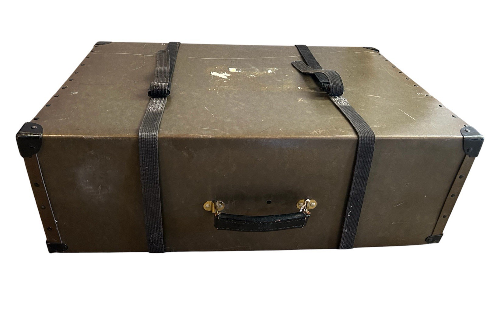 Vintage Military Green Two Piece Suitcase / Trunk