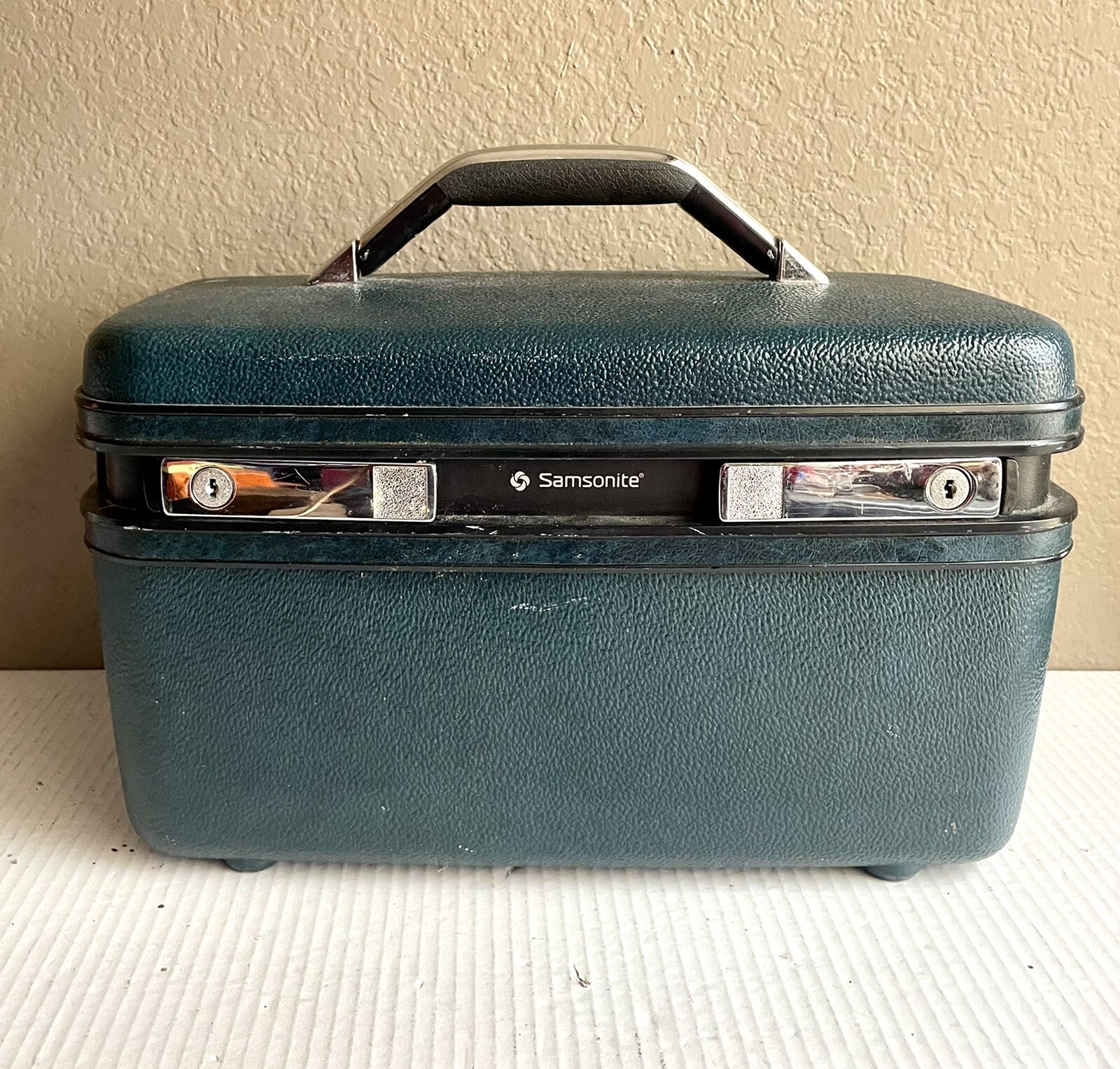 Vintage Teal Samsonite Profile Train Case Luggage Makeup – No Tray Key or Mirror