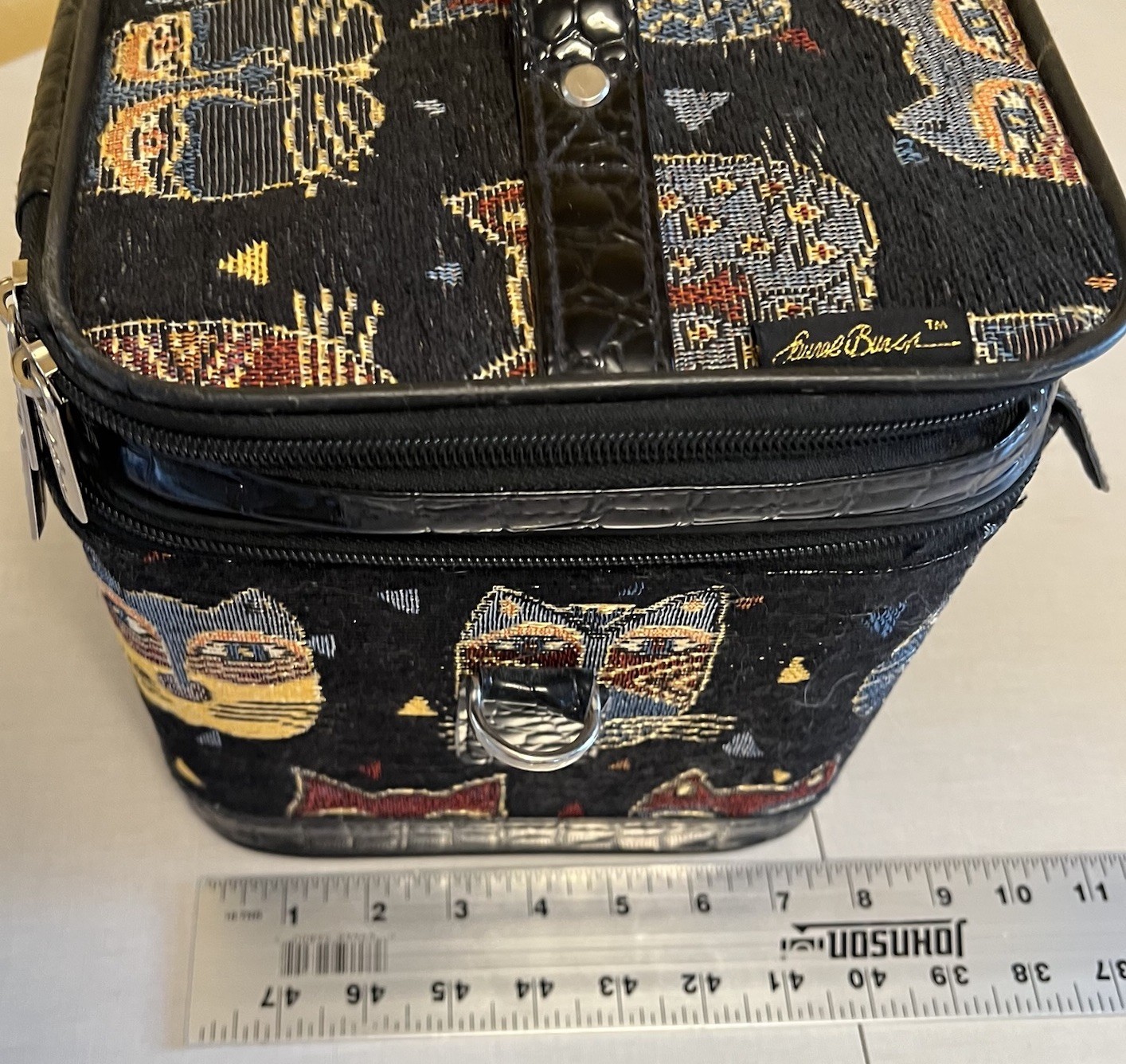 Laurel Burch Vtg World Travel Cat Train Case Adjustable Strap Cosmetics 90s Y2K