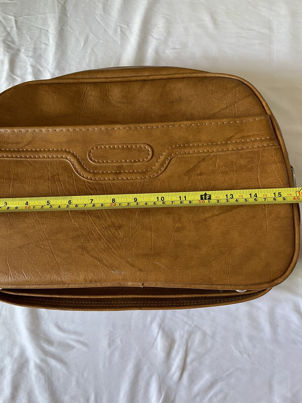 Vintage Samsonite Camel Brown Vinyl Shoulder Tote Carry-On Luggage