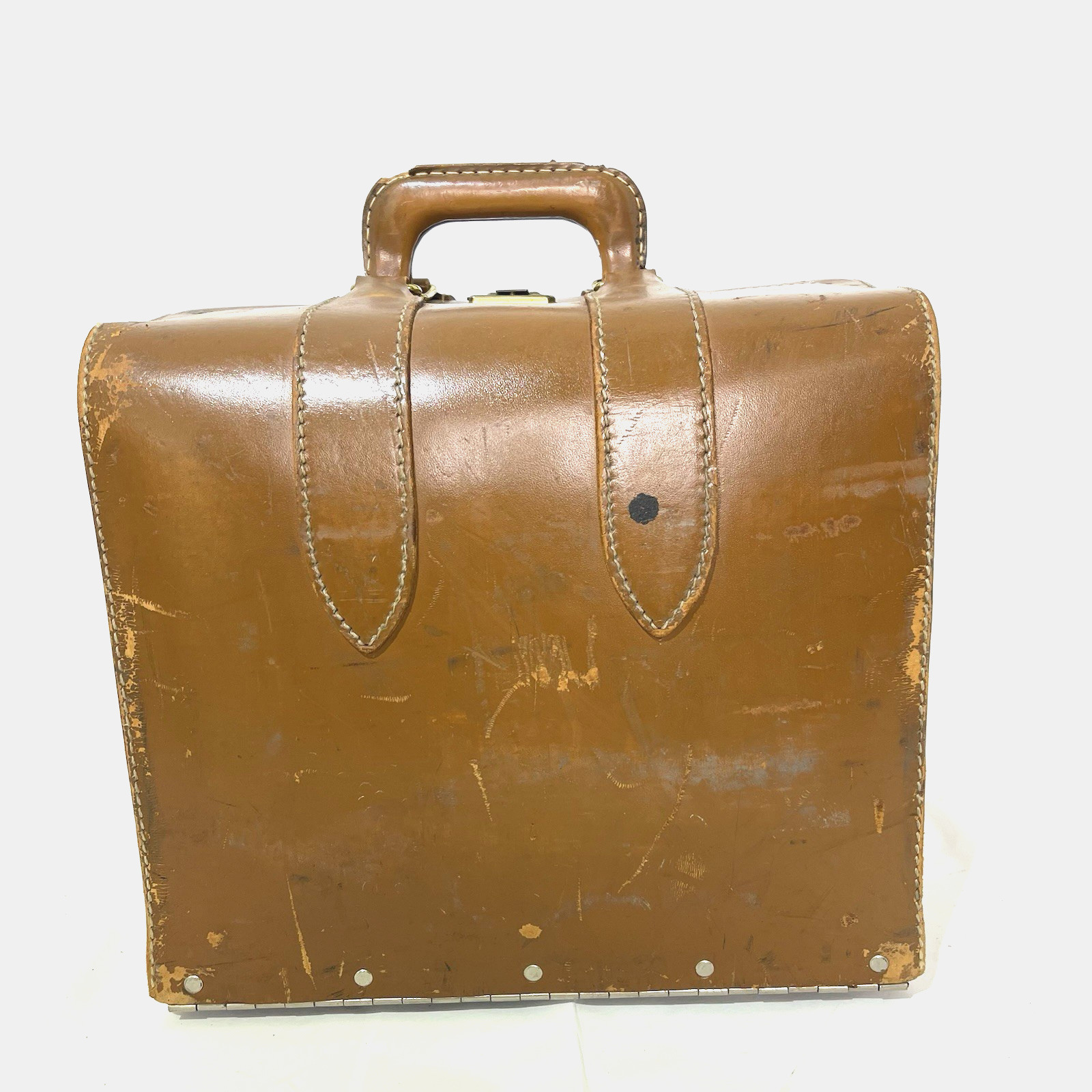Vintage 1950s Master Products Leather Salesman Travel Case Steel Bottom USA