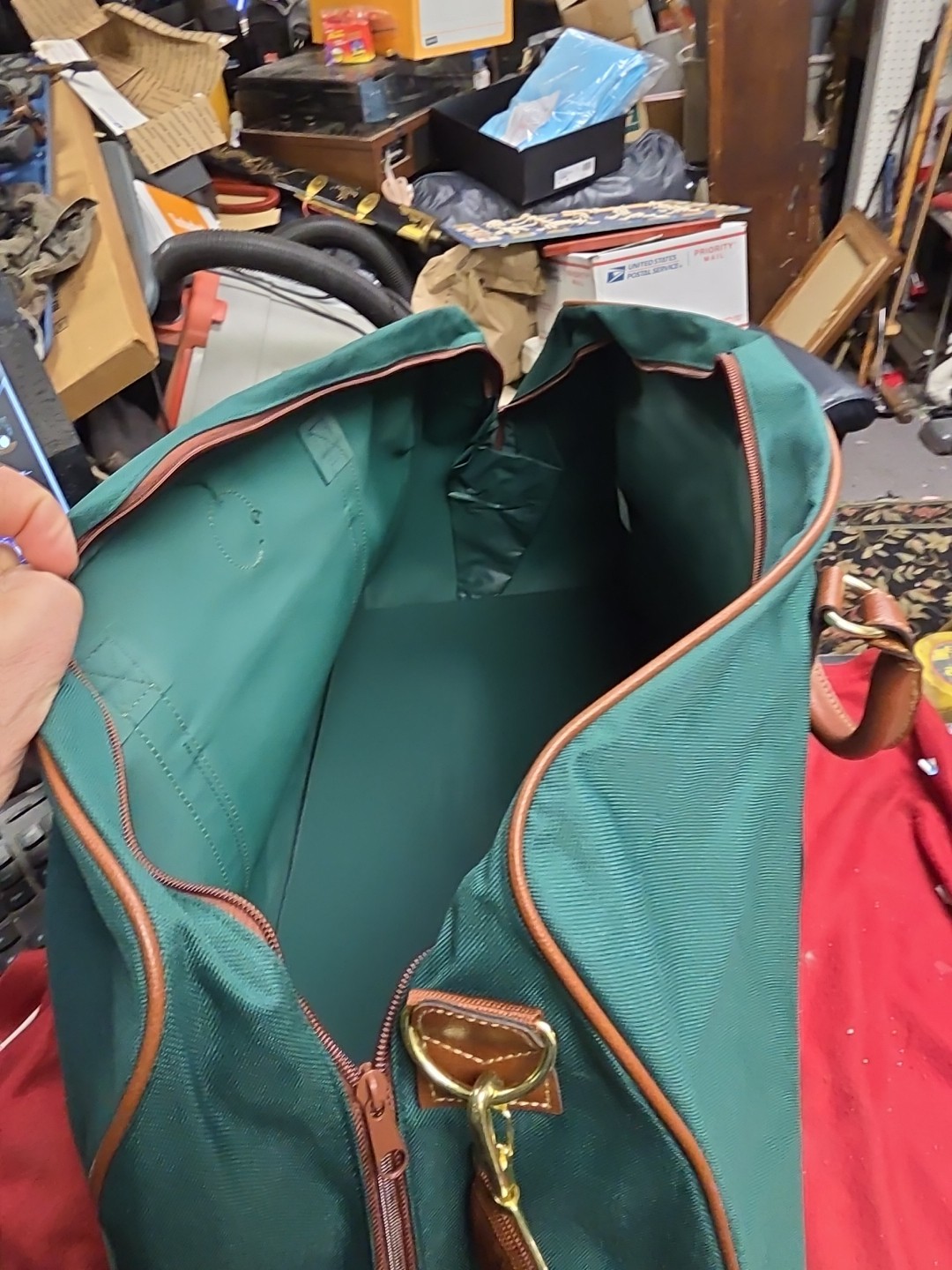 Vintage Polo Ralph Lauren Large Green Duffel Bag/Overnight Bag Canvas/Leather