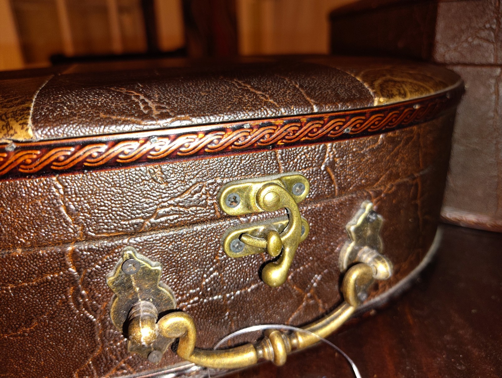 Vintage Leather Vanity Travel Case Patchwork Style lot Of 2