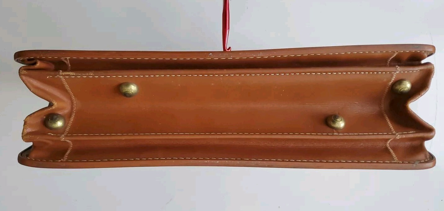 Vtg Maximillian Cowhide Leather Brief Suit Case Brown.