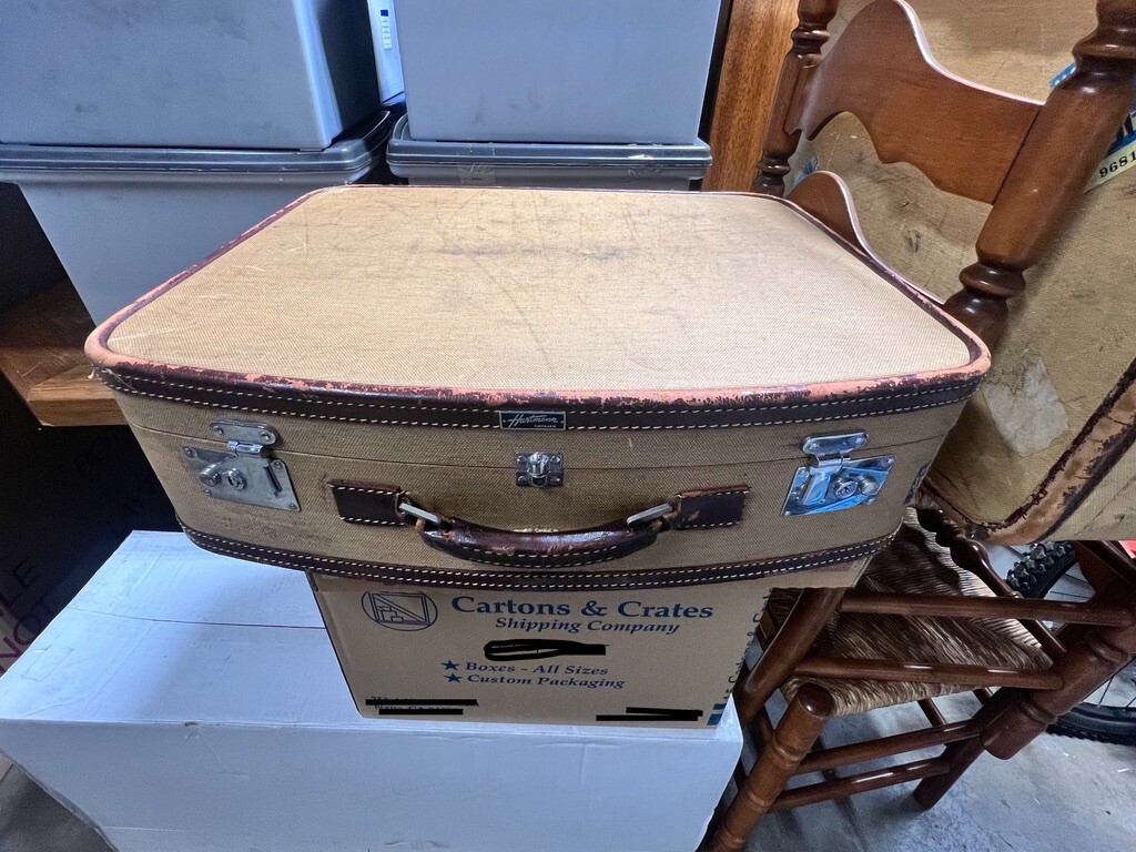 2 – 1940’s Vintage Suite Cases – both with OG travel inspection stickers