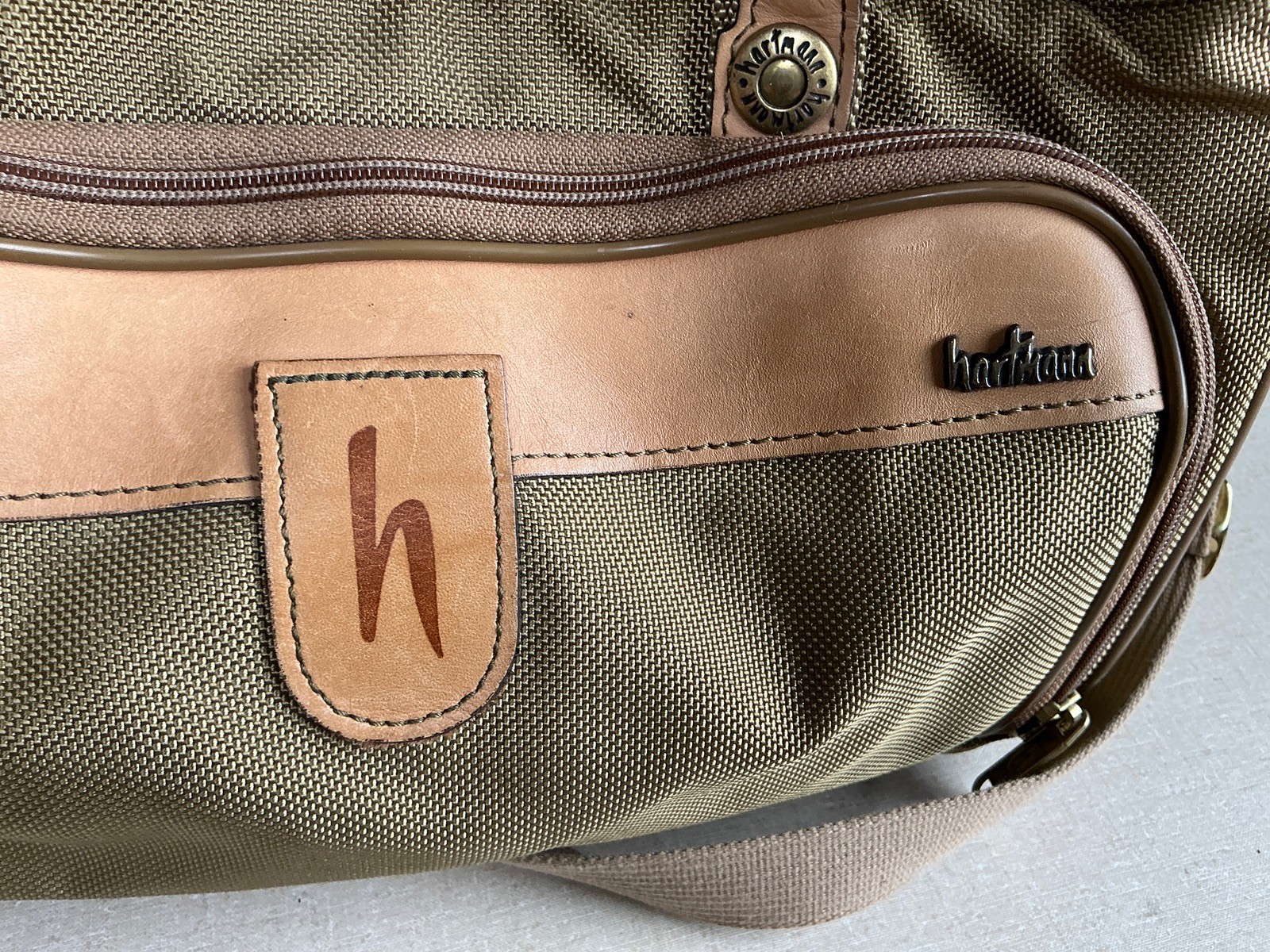 Vintage Hartmann Luggage Nylon & Leather Cosmetic Case Duffle Shoulder Bag
