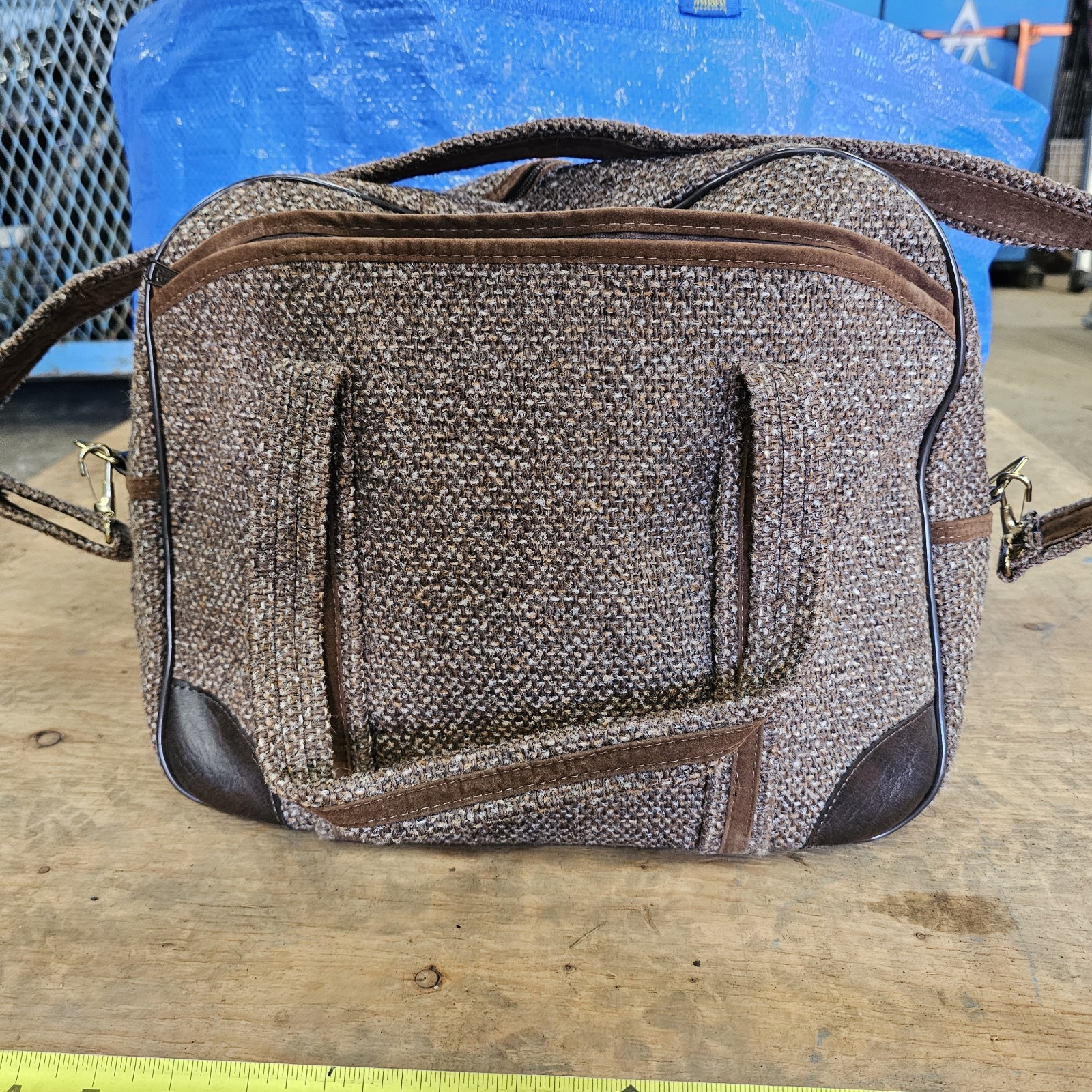 Vintage 1960s Hingusabag Brown Tweed Carry-On Travel Bag | Made in Hong Kong