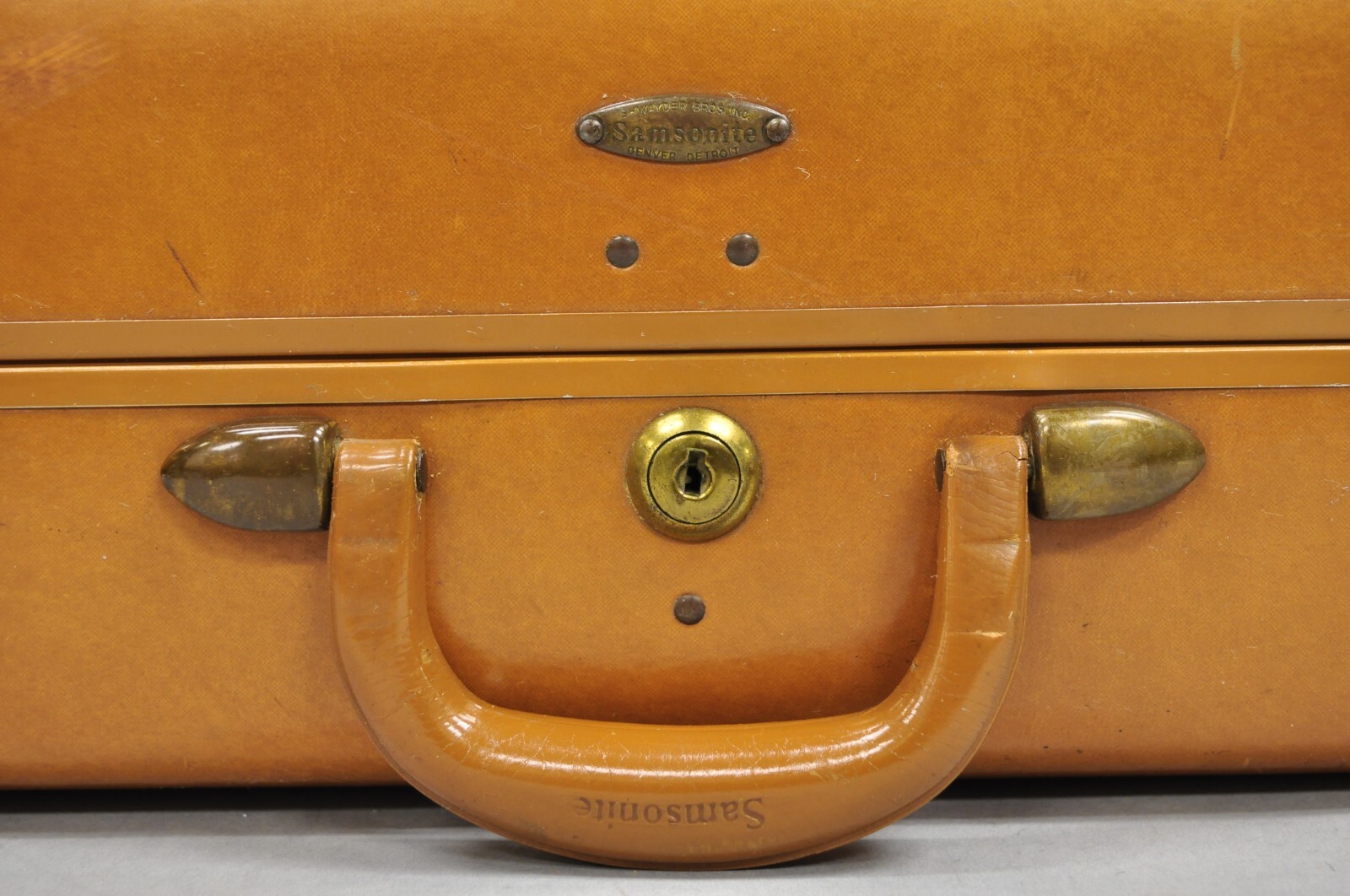 Vintage Samsonite Art Deco Brown Leather Hardcase 21″ Suitcase Luggage Bag