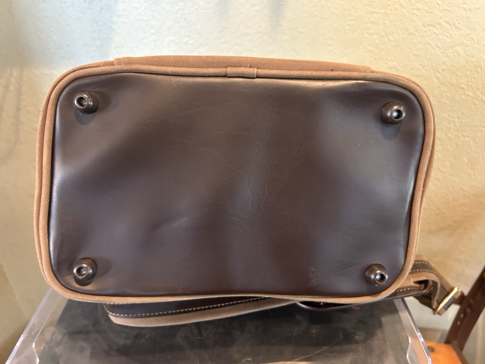 Vintage Pierre Cardin 13″ Man Made Suede Seville Travel Bag. With Strap
