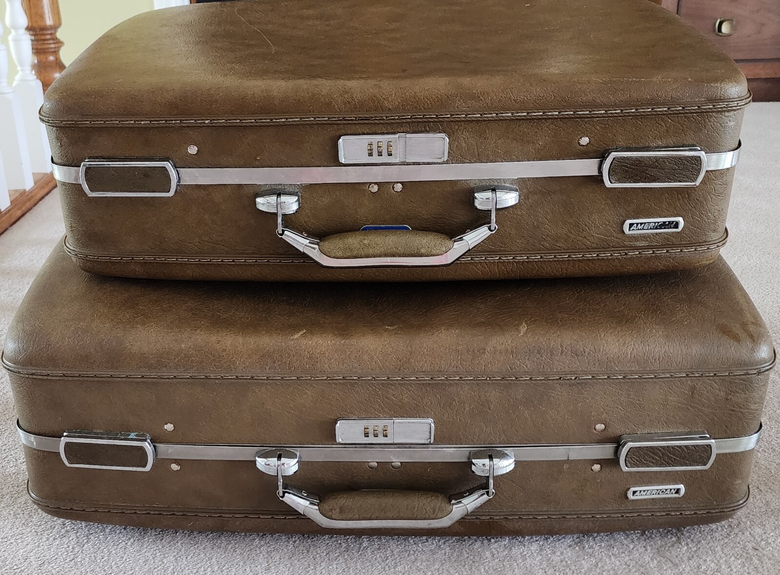 Vintage American Tourister Escort 2 Peice Brown Luggage