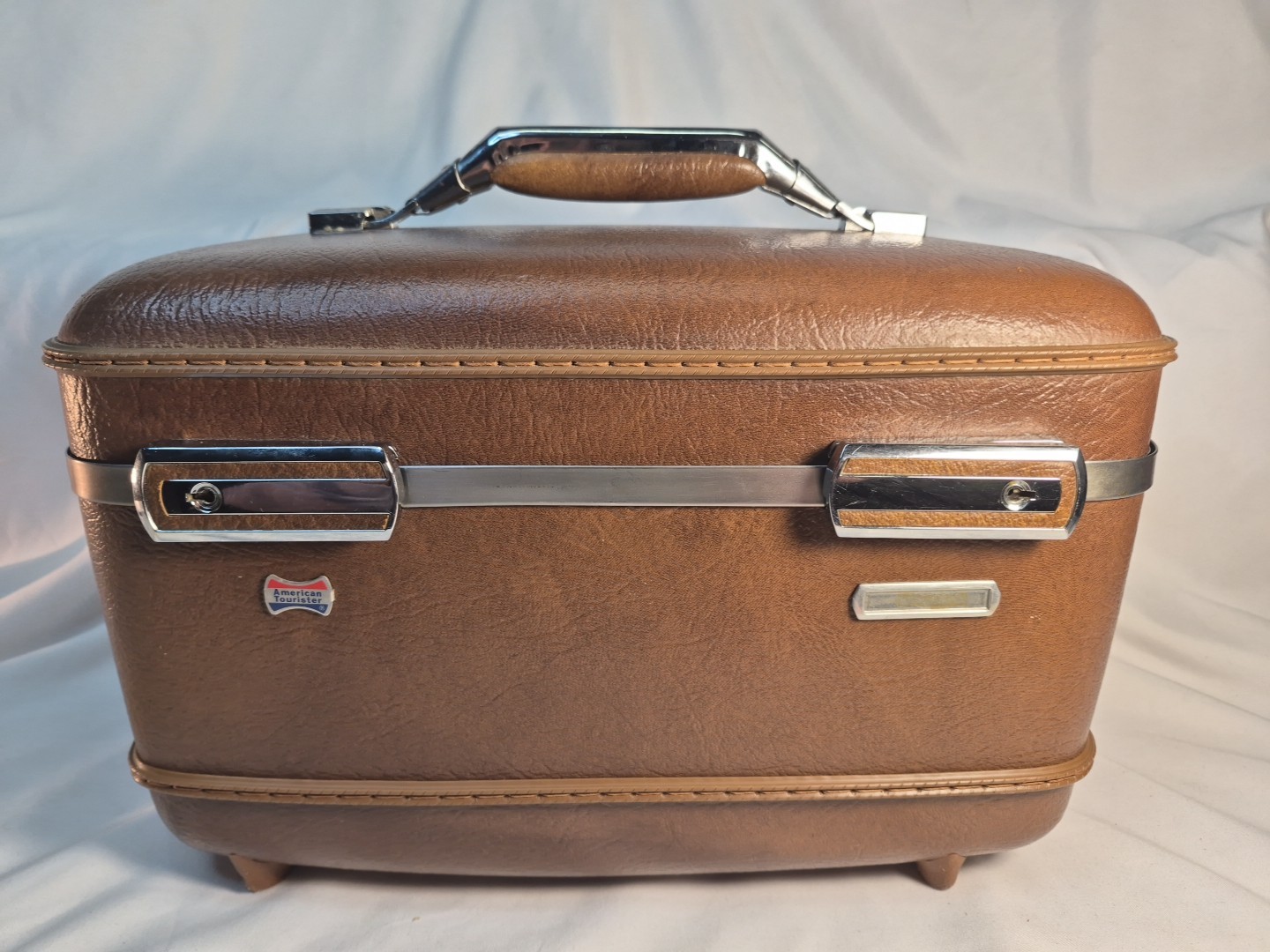 Vtg American Tourister Brown Hardshell Makeup Train Luggage Case *DAMAGED *READ