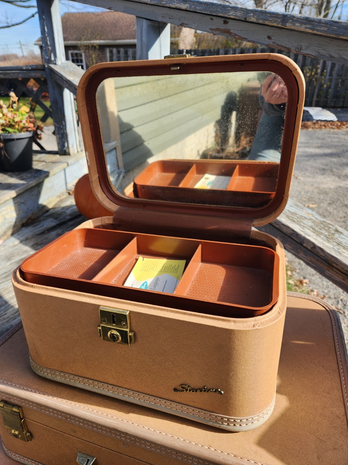 Set-3 Vtg Lady Baltimore Luggage Company Starline Hardshell Suitcase Salmon