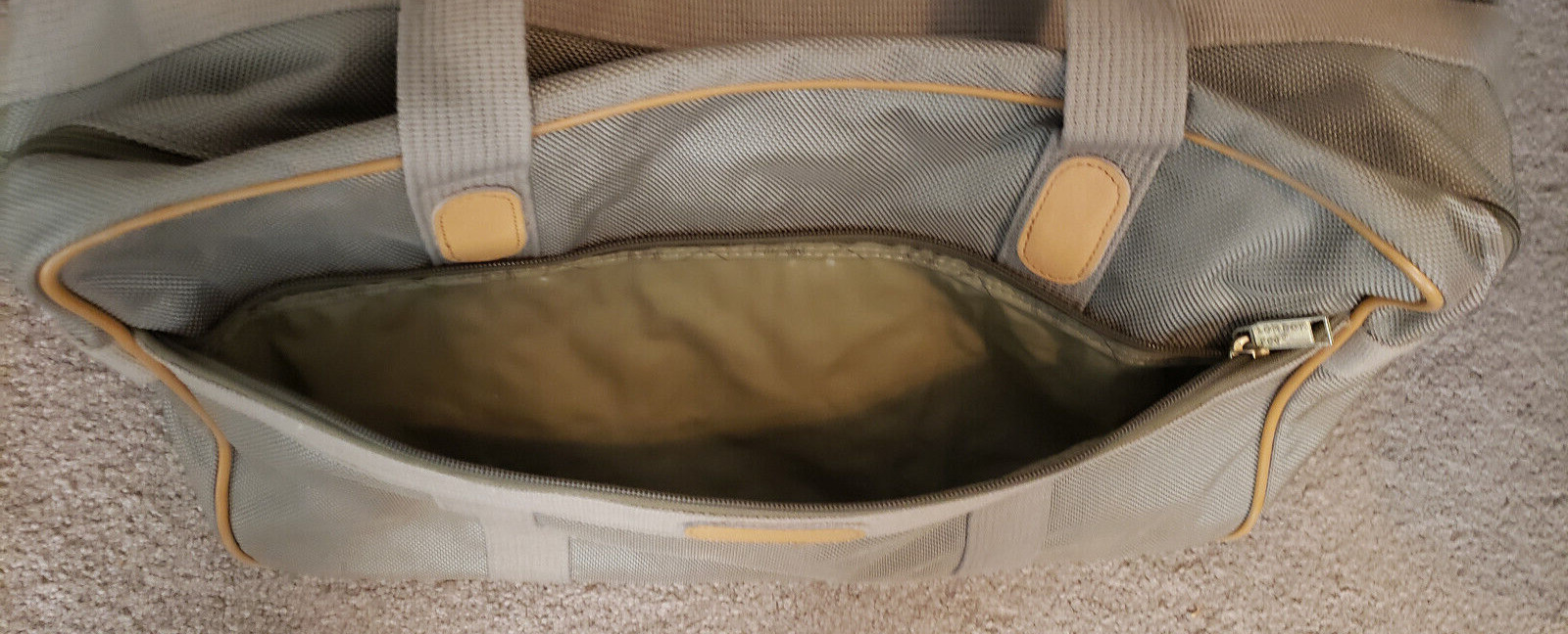 Vintage London Fog Luggage Double Handle Large Weekender Duffle Bag Kahki