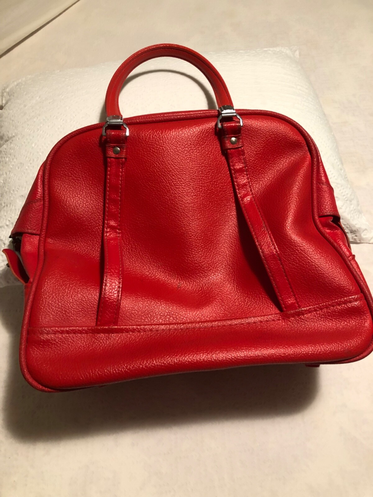 Vintage American Tourister RED Carry On Overnight Luggage Bag w/ Tag, Lock & Key