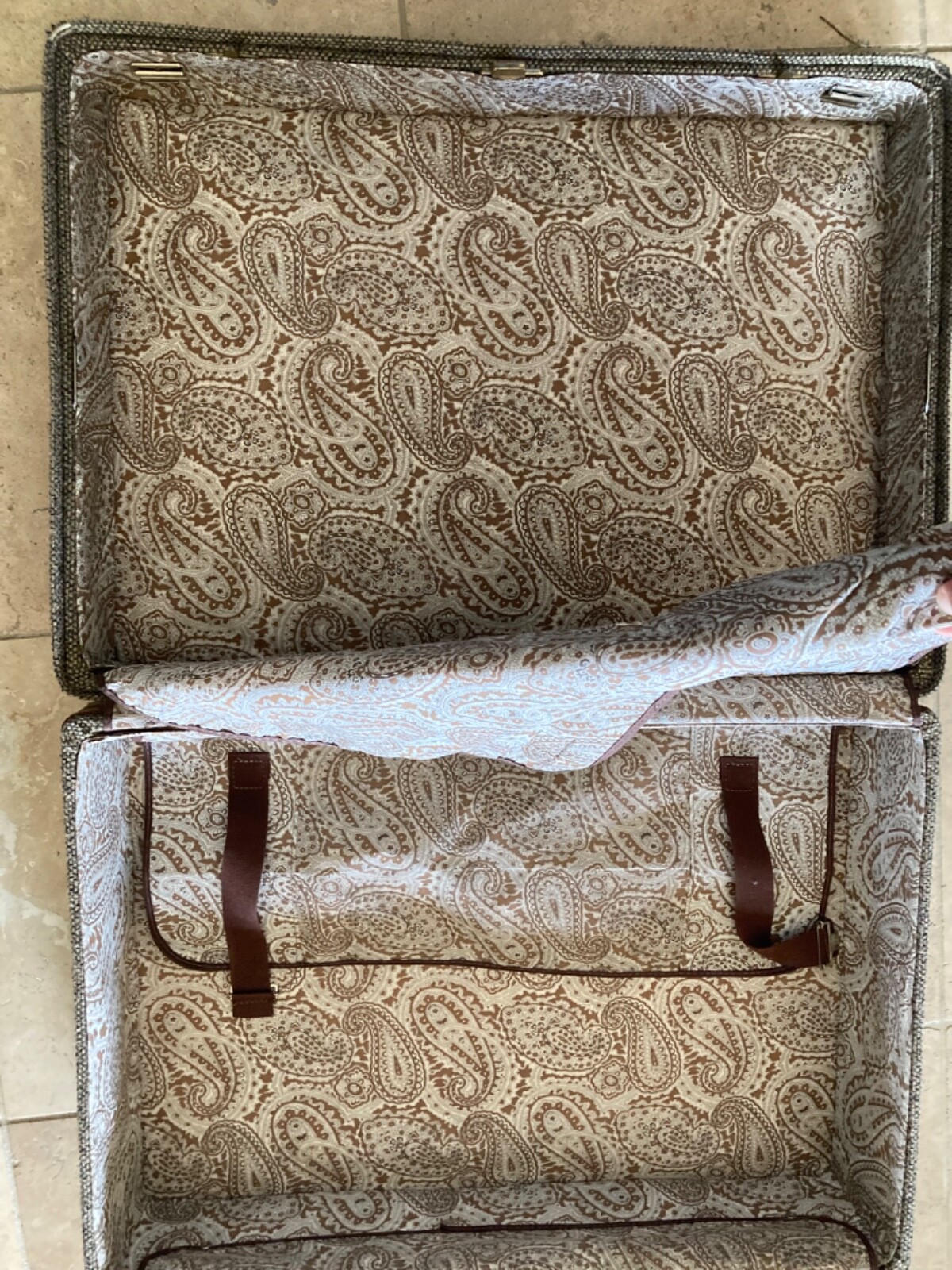 VTG Hartman luggage Tweed and leather suitcase1970’s gold accents 24x18x7