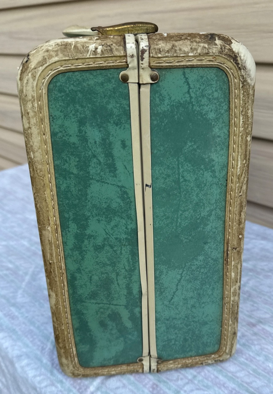 Samsonite Marbled Green 1950s Luggage Suitcase 21 X 17 X 7 SHWAYDER No Key
