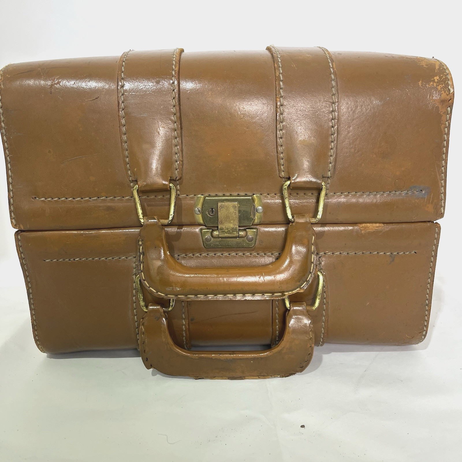Vintage 1950s Master Products Leather Salesman Travel Case Steel Bottom USA